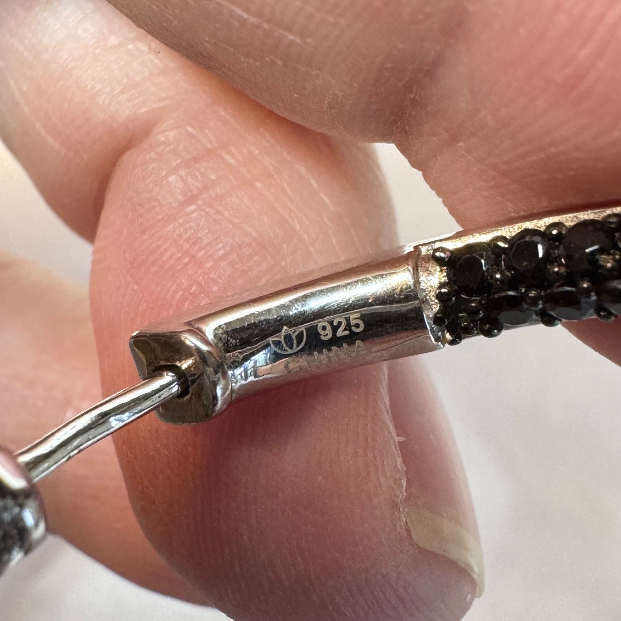 Other VTG Sterling Silver 925 Black Cubic Zirconia Hinged Hoop Ear Size ONE SIZE - 6 Thumbnail