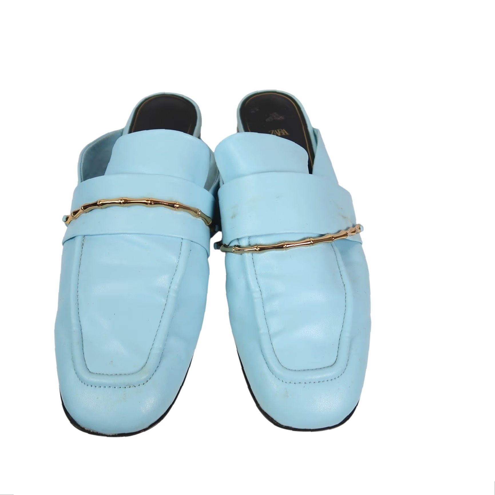 Zara ZARA BLUE LEATHER LOAFER FLATS EU 39 SIZE 8 USER: ZARA BLUE LEATHER LOAFER FLATS EU 39 SIZE 8 Size US 8 / IT 38 - 2 Thumbnail