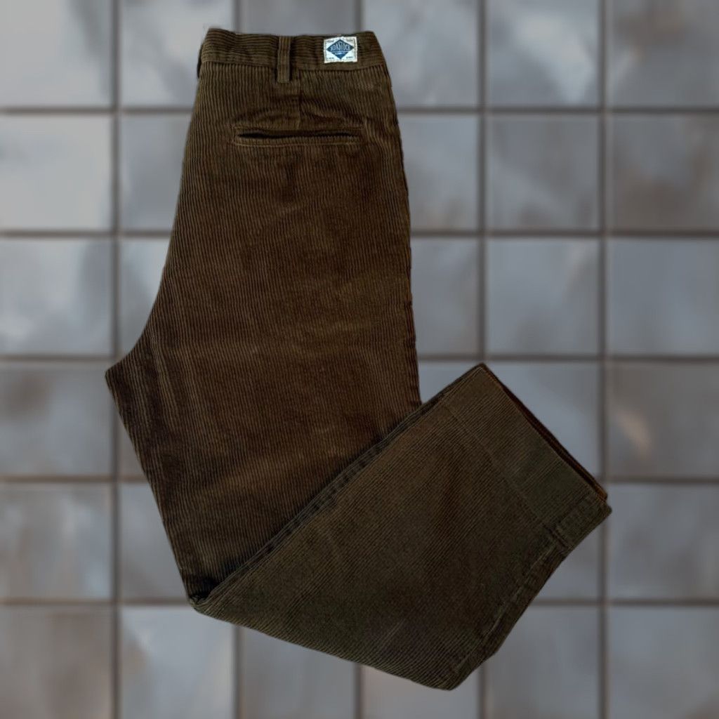 Vintage Non Stock MFG Corduroy Pants 31 Brown Casual Pants Men Regular 31x28 Cotton Front Flat 5-Pocket Denim Style 90s Hipster Vintage: No Size US 31 - 1 Thumbnail