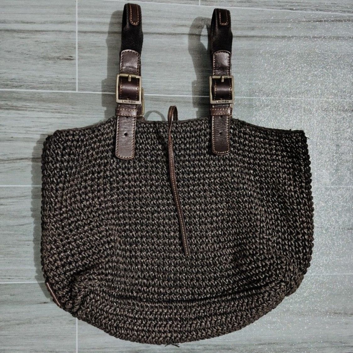 Lauren Ralph Lauren Vintage Brown Woven Tote Bag Size ONE SIZE - 1 Thumbnail