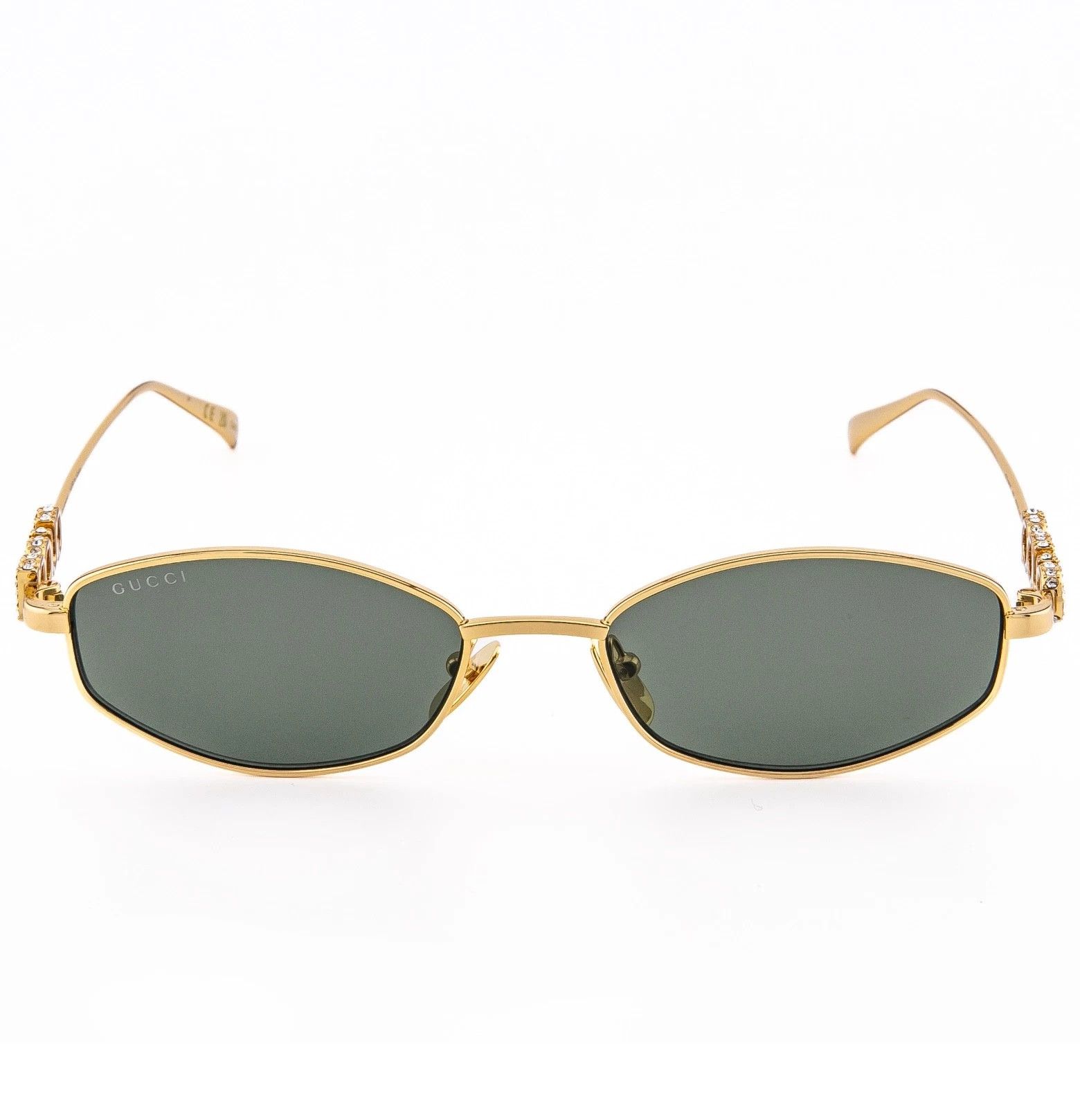 Gucci GUCCI 1802 Gg1802S Gold Green Oval Narrow Crystal Logo 001 Size ONE SIZE - 5 Thumbnail