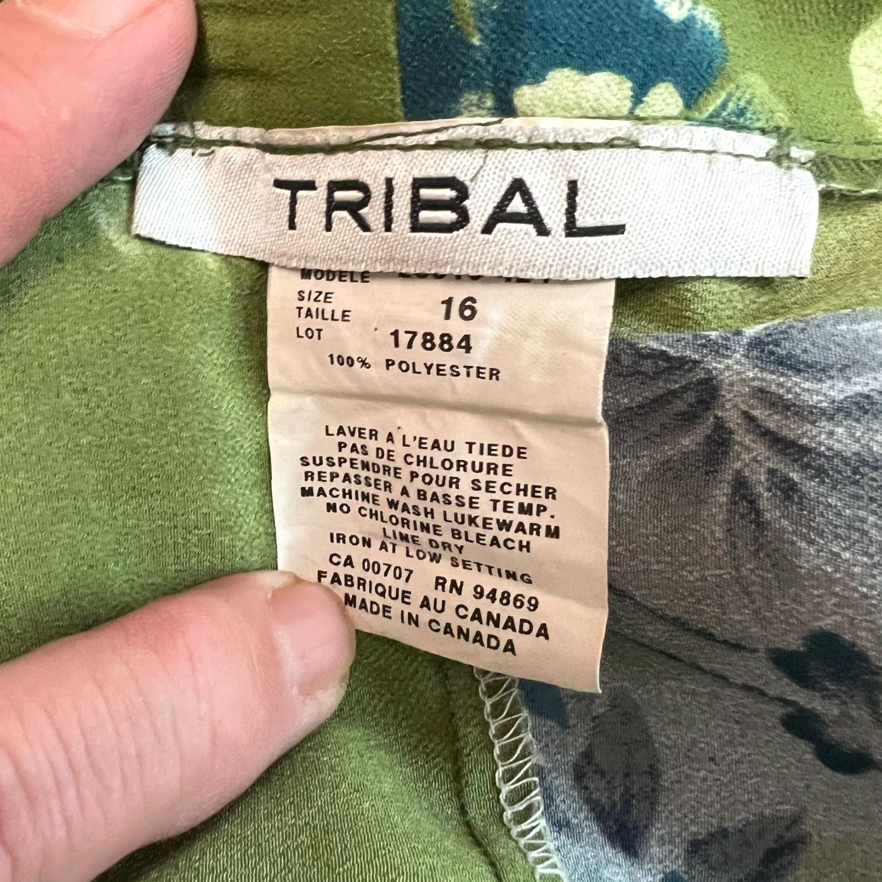 Vintage Tribal Womens Skirt Sz 16 Green Floral Flat Front Side Zipper Straight & Pencil Size 38" / US 16 / IT 52 - 5 Thumbnail