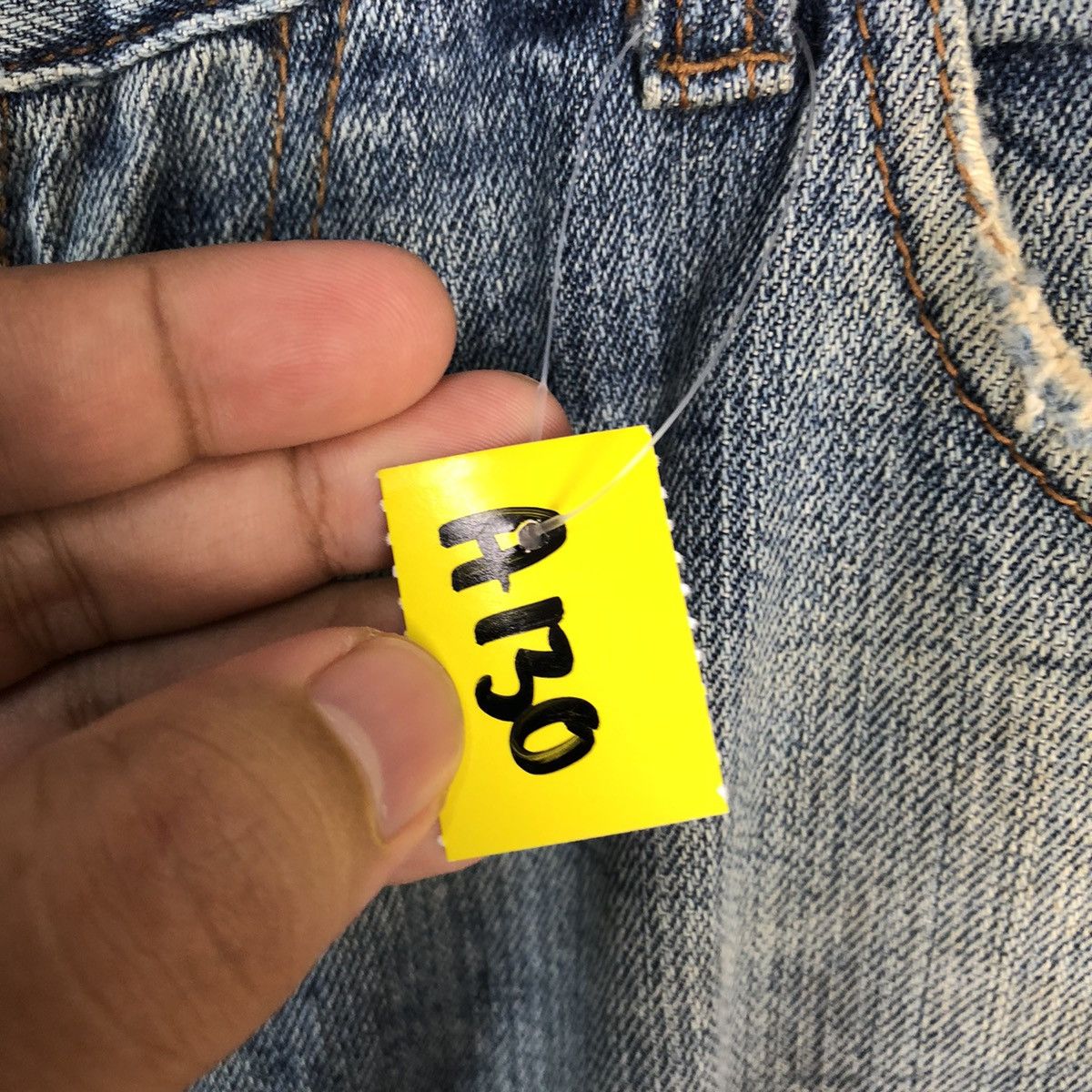 Japanese Brand One Beach Blue Distressed Denim Pants #A130 Size US 31 - 15 Thumbnail