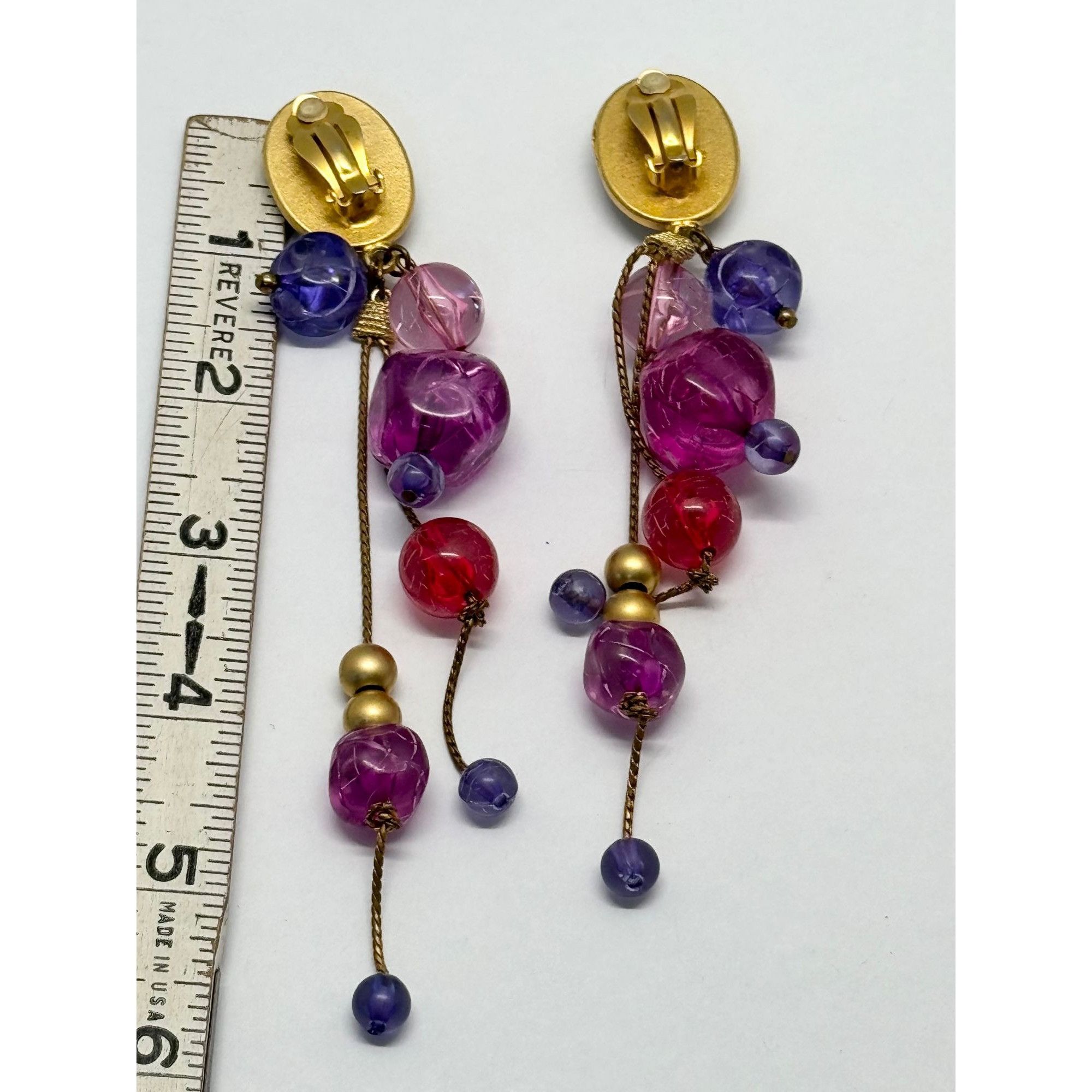 Vintage Vintage pink and purple beaded earrings Size ONE SIZE - 4 Thumbnail