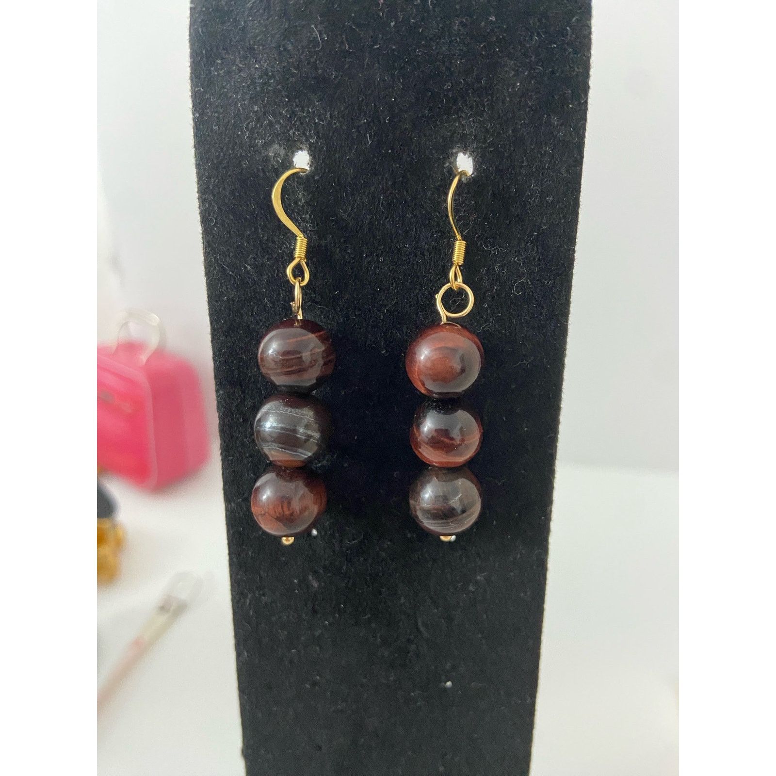 Handmade tigers eye earrings gold plated Size ONE SIZE - 1 Thumbnail