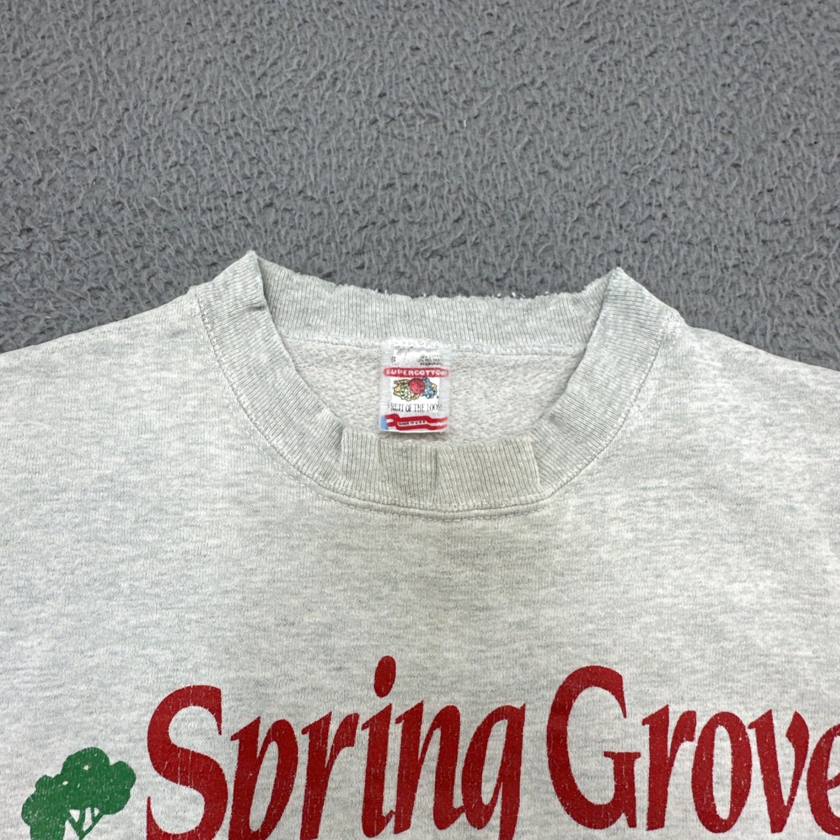 Fruit Of The Loom VINTAGE 80s 90s Spring Grove Soda Pop MN Sweatshirt Distressed Thrashed USA Rare Size US S / EU 44-46 / 1 - 6 Thumbnail