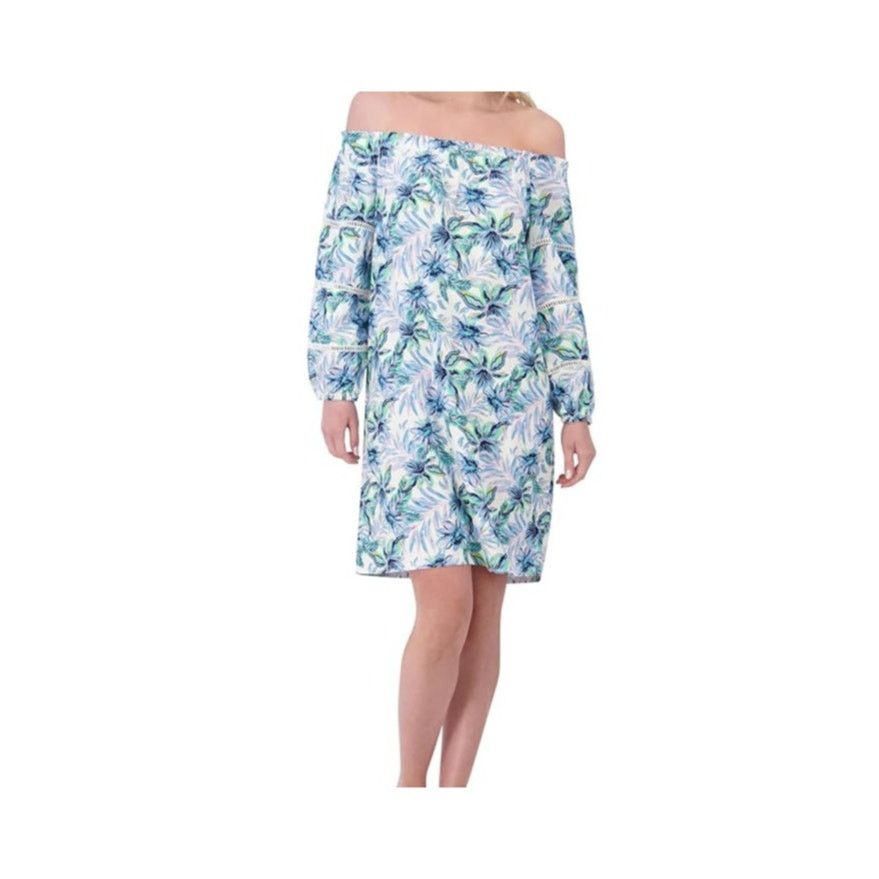 Other Stella Parker Off Shoulder Balloon Sleeve Tropical Dress Size M / US 6-8 / IT 42-44 - 1 Thumbnail