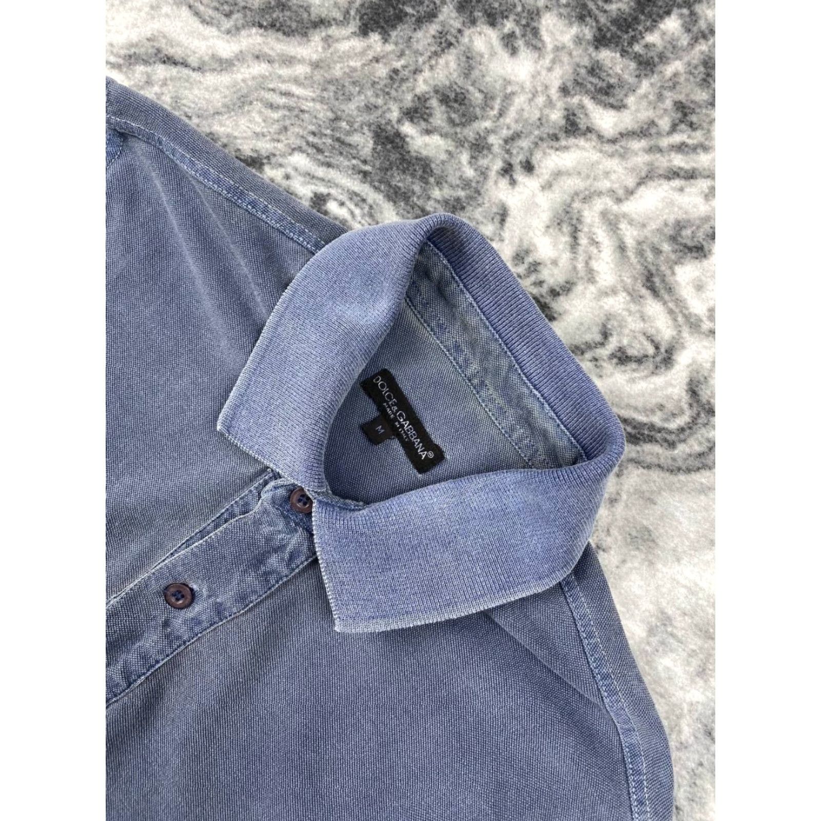Dolce & Gabbana Dolce&Gabbana Polo Shirt Men M Blue Cotton Solid Logo Short Sleeve Size US M / EU 48-50 / 2 - 4 Thumbnail