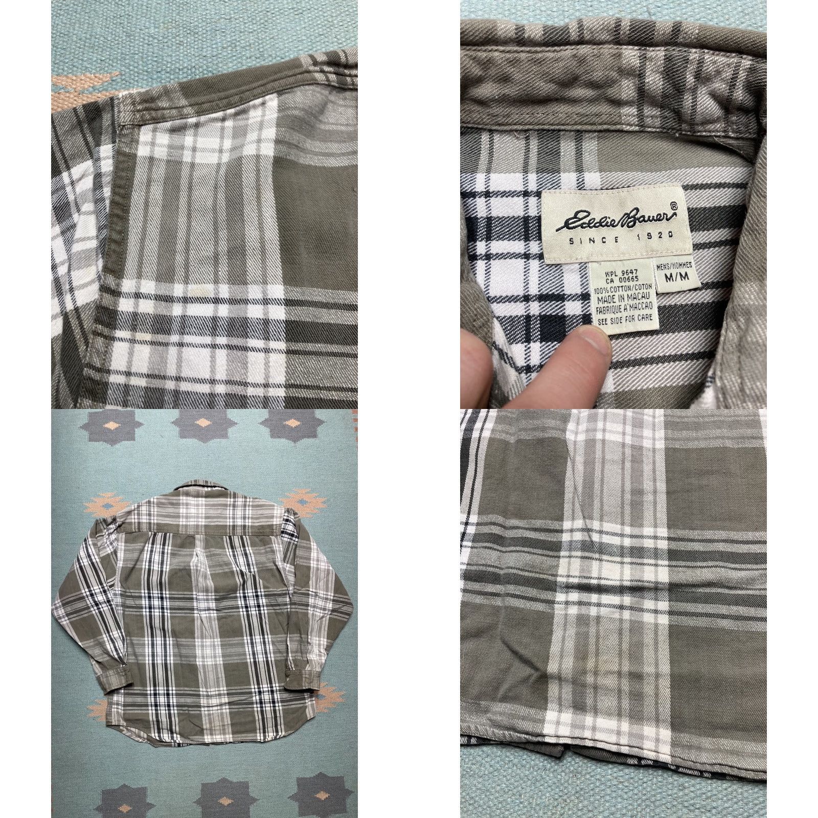 Eddie Bauer VINTAGE Eddie Bauer flannel button shirt plaid check gray Men M Cotton Long Sleeve Medium Gray shirt Size US M / EU 48-50 / 2 - 8 Thumbnail