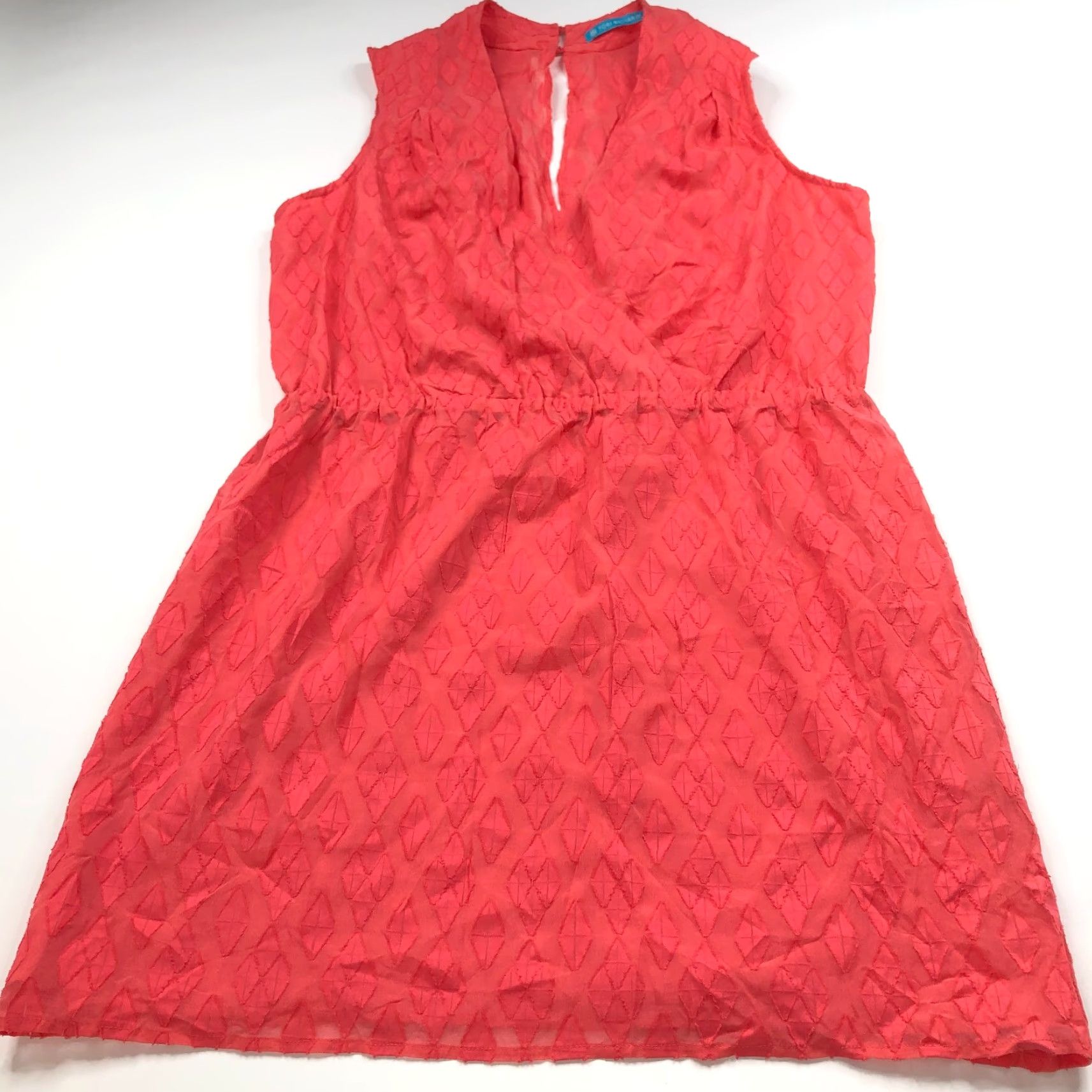 Tori Richard Tori Richard NO TAG LG Distressed Silk Cotton A-Line Wrap Knee Dress Orange Red Shirt? Size L / US 10 / IT 46 - 6 Thumbnail