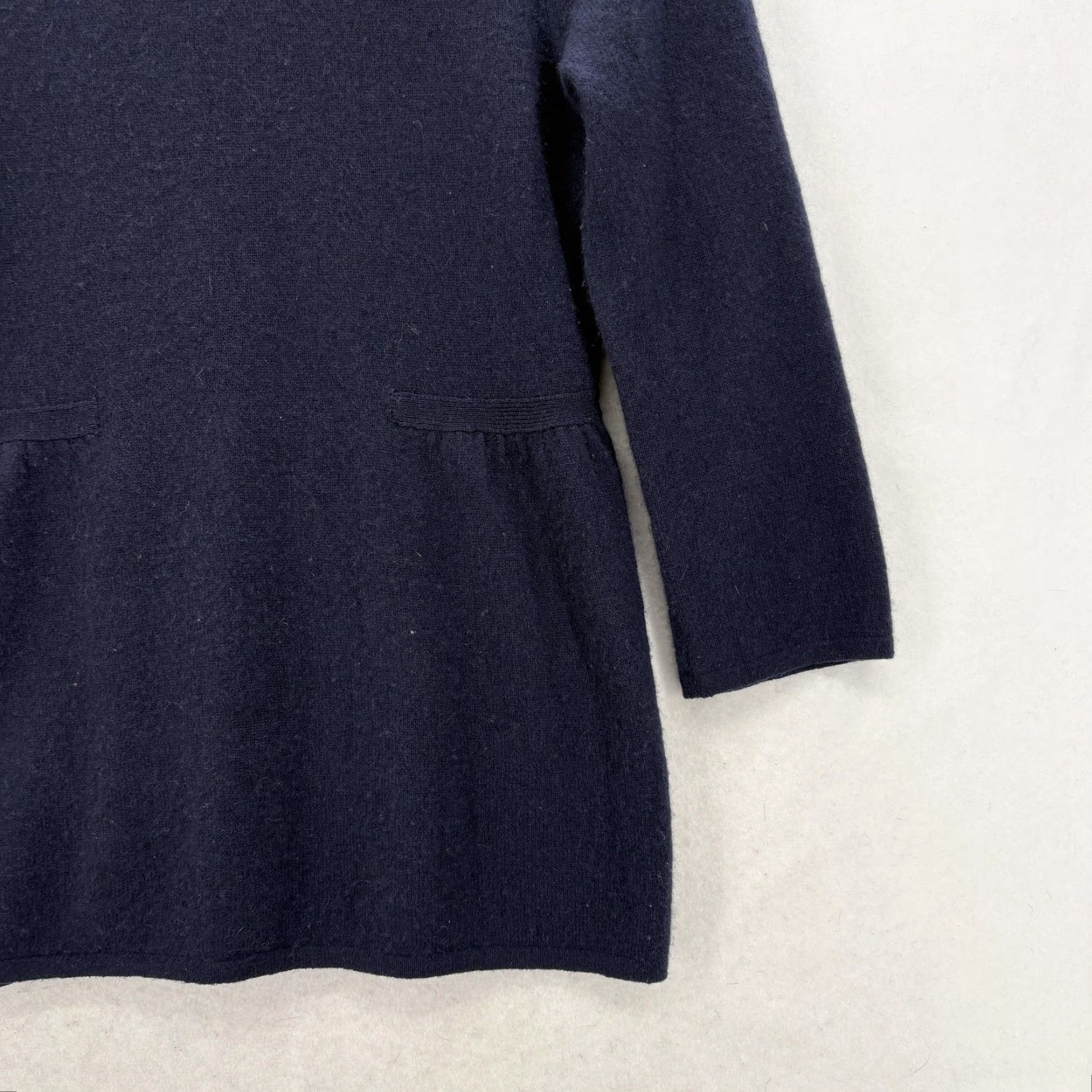 J.Crew J.CREW Sweater Womens Small Blue 100% Cashmere Pockets 3/4 Sleeve Tunic Crew Neck VTG Size S / US 4 / IT 40 - 3 Thumbnail