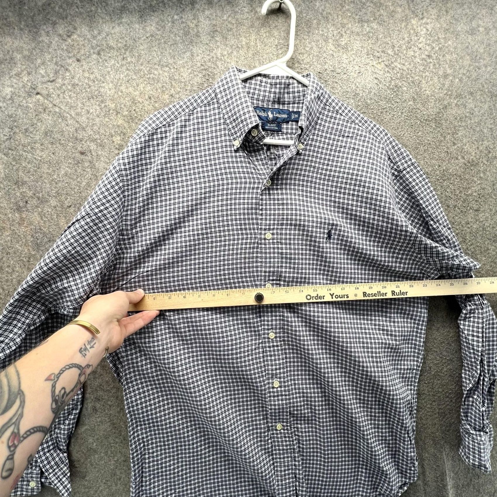 Ralph Lauren VINTAGE Ralph Lauren Shirt Mens Medium Blue Check Button Front Casual Woven Size US M / EU 48-50 / 2 - 3 Thumbnail