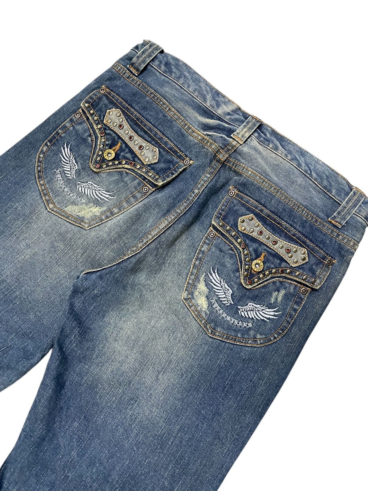 Hysteric Glamour × In The Attic Nylaus Japan Studded & Gems Claws Mark Spiral Flare Jeans Size US 32 / EU 48 - 3 Thumbnail