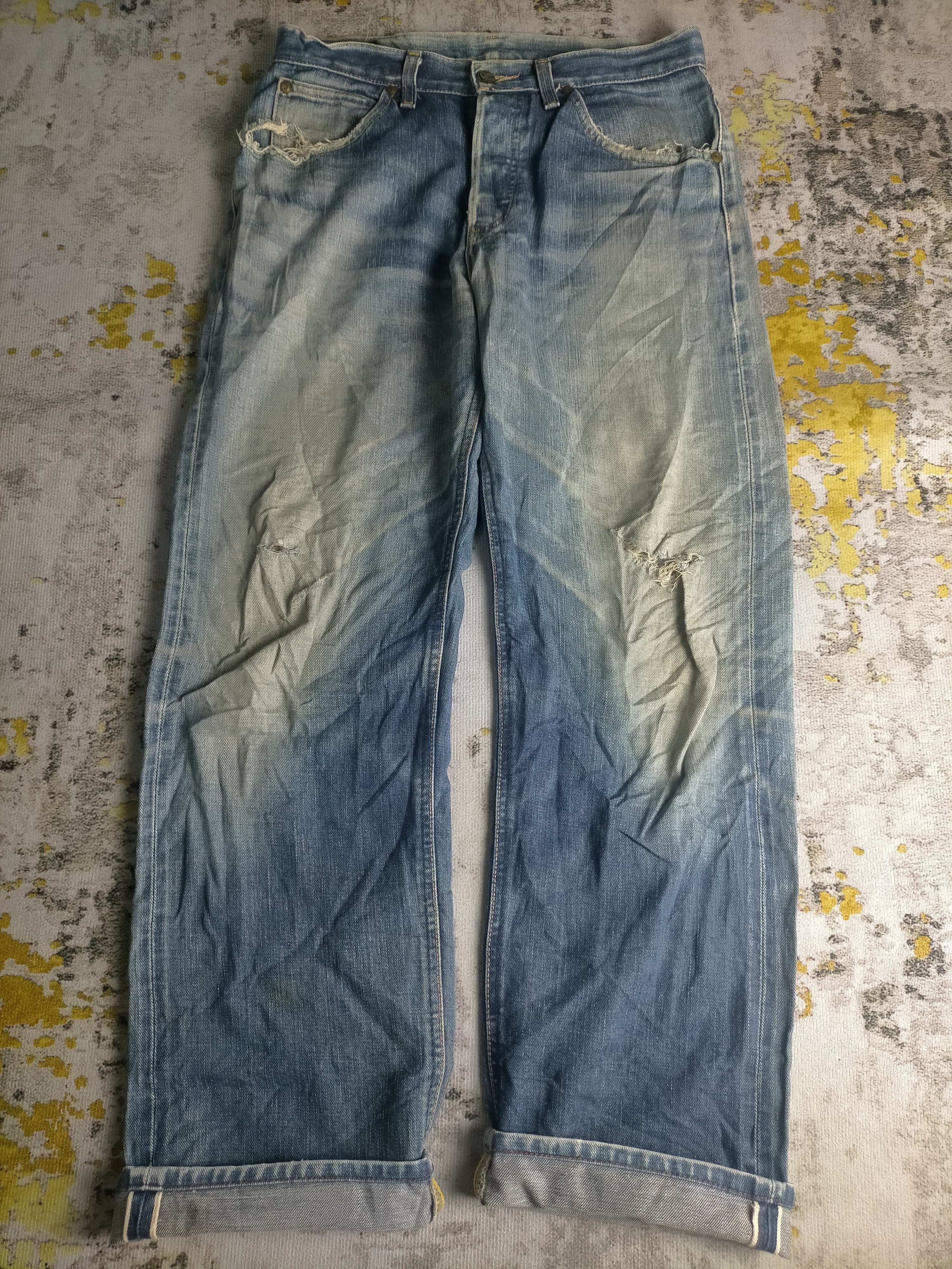 Lee 🔥 Vintage 90s Lee Selvedge Distressed Washed Jeans Size US 30 / EU 46 - 1 Thumbnail
