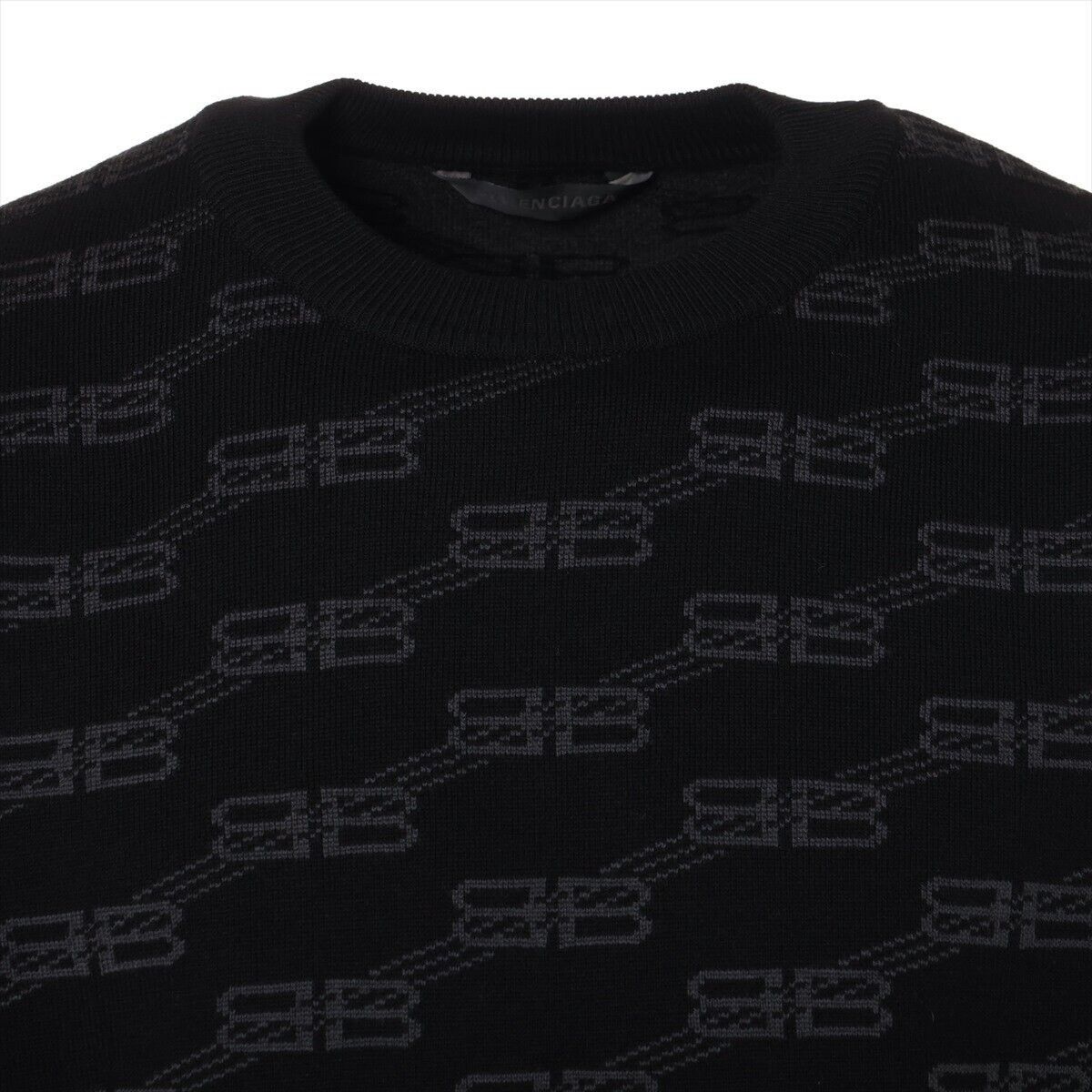 Balenciaga All-Over Monogram Crewneck Sweater in Black/White Size US L / EU 52-54 / 3 - 4 Thumbnail