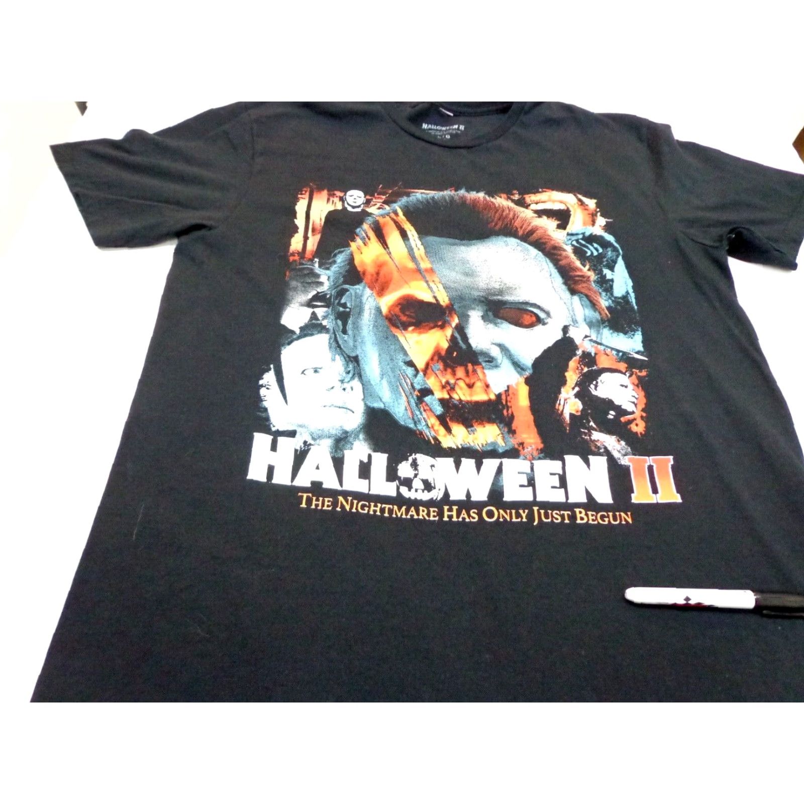 Vintage Halloween II T-Shirt Black The Nightmare Has Only Just Begun! Large L FLAW Mens Size US L / EU 52-54 / 3 - 3 Thumbnail