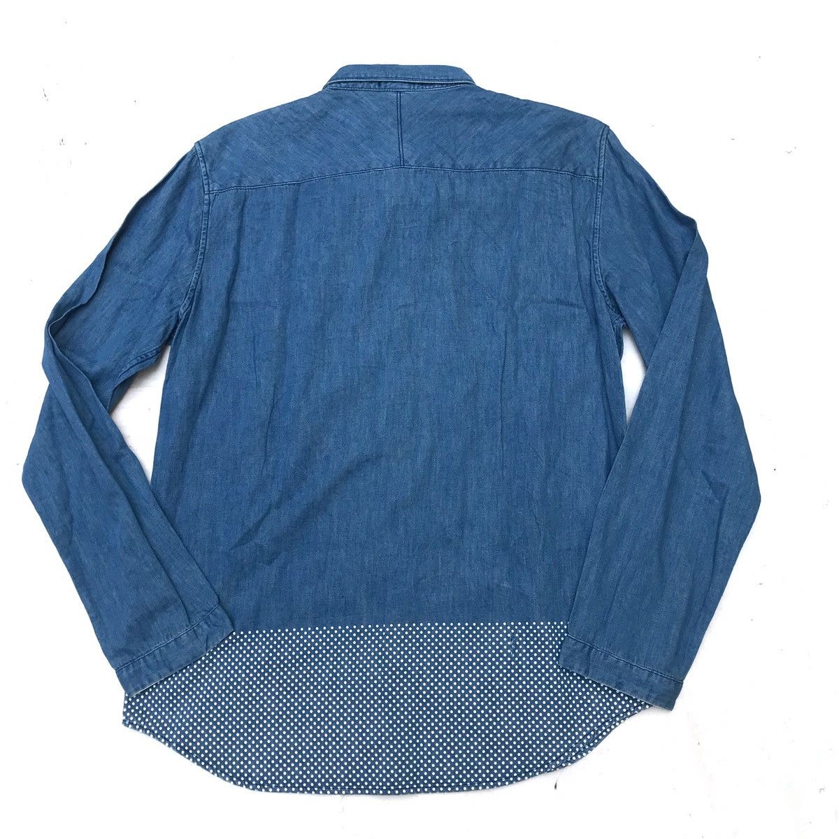 Designer × R.Newbold × Vintage R.NEWBOLD Born in Britain long sleeve denim blue polkadot Size US XL / EU 56 / 4 - 13 Thumbnail