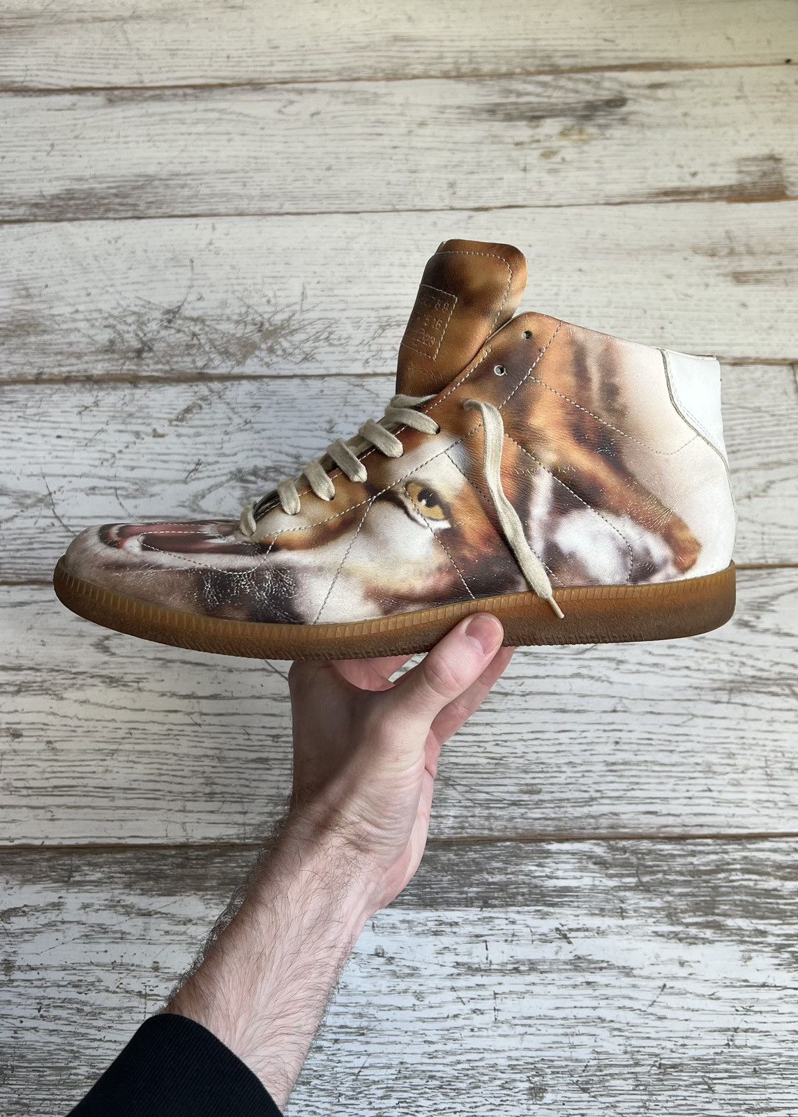 Pre-owned Maison Margiela High-top Gats Replica Tiger/wolf Shoes