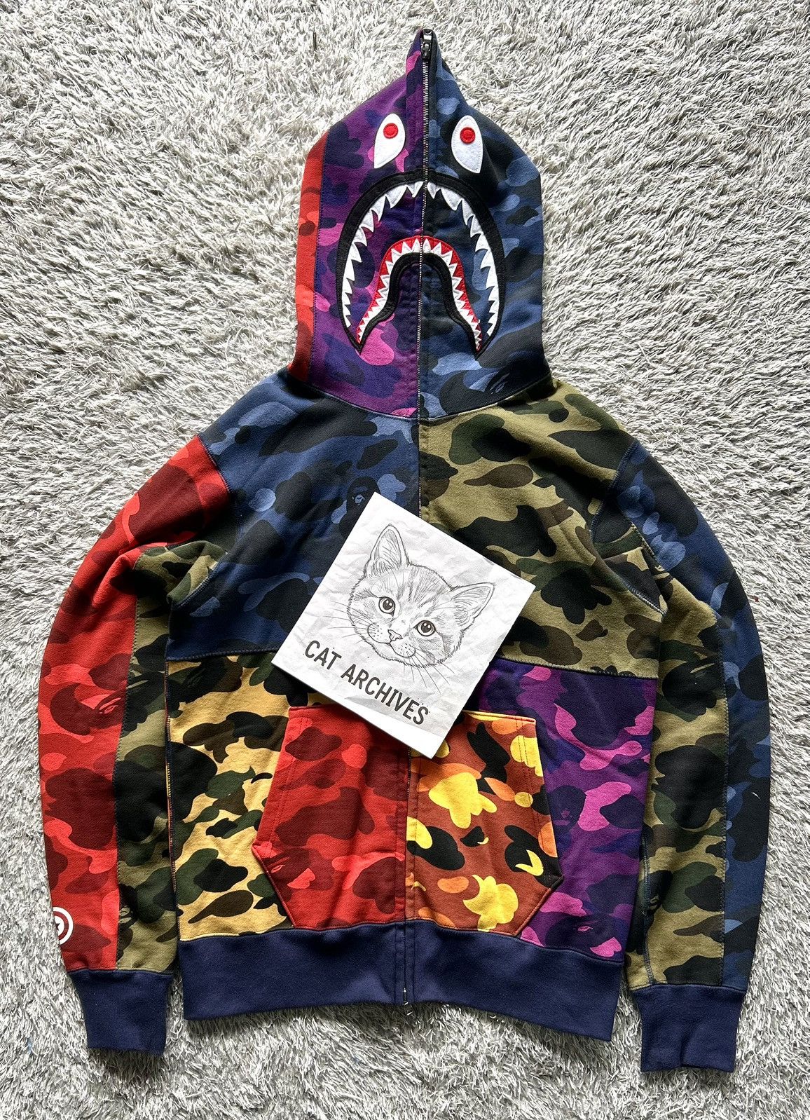Bape 💥HOLY GRAIL💥 BAPE CRAZY MIX CAMO SHARK FULL ZIP UP HOODIE Size US L / EU 52-54 / 3 - 25 Thumbnail