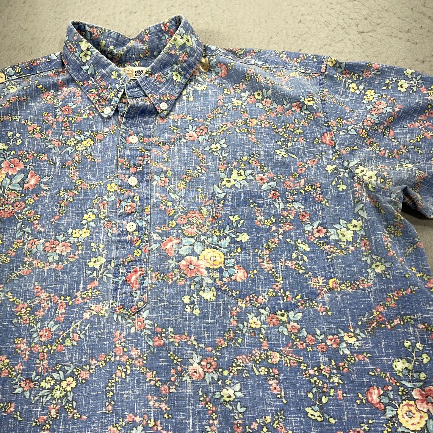 Reyn Spooner VINTAGE Reyn Spooner Shirt Mens 2XL Blue Inside Out Floral Hawaiian Popover Size US XXL / EU 58 / 5 - 3 Thumbnail