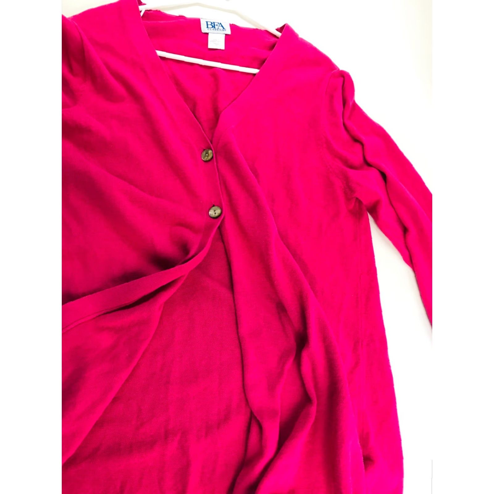 Vintage BFA Classics Sweater Cardigan Women L Pink Long Sleeve Side Slits Solid Size L / US 10 / IT 46 - 3 Thumbnail