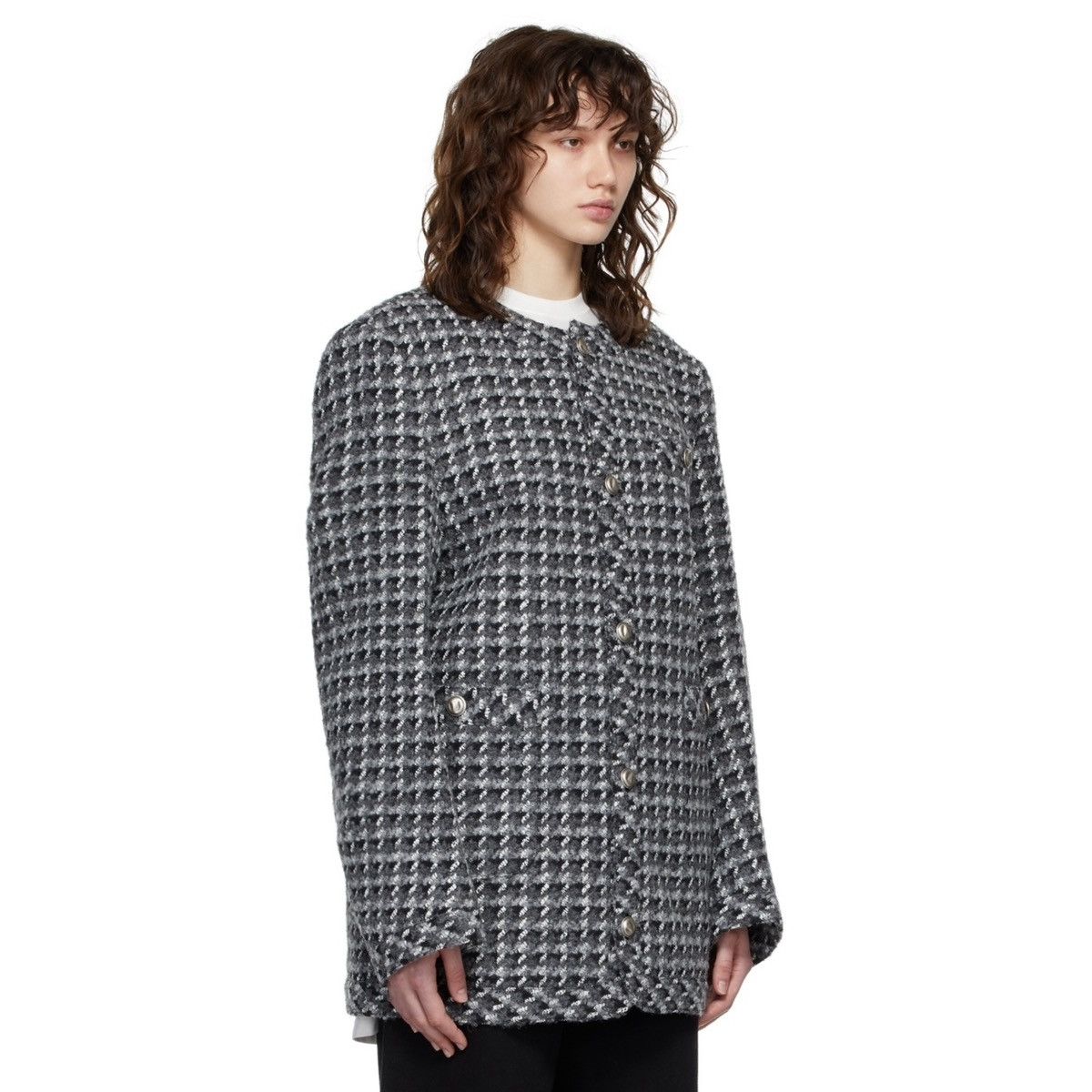 Ader Error Grey Tweed Round Collar Blazer Size M / US 6-8 / IT 42-44 - 3 Thumbnail