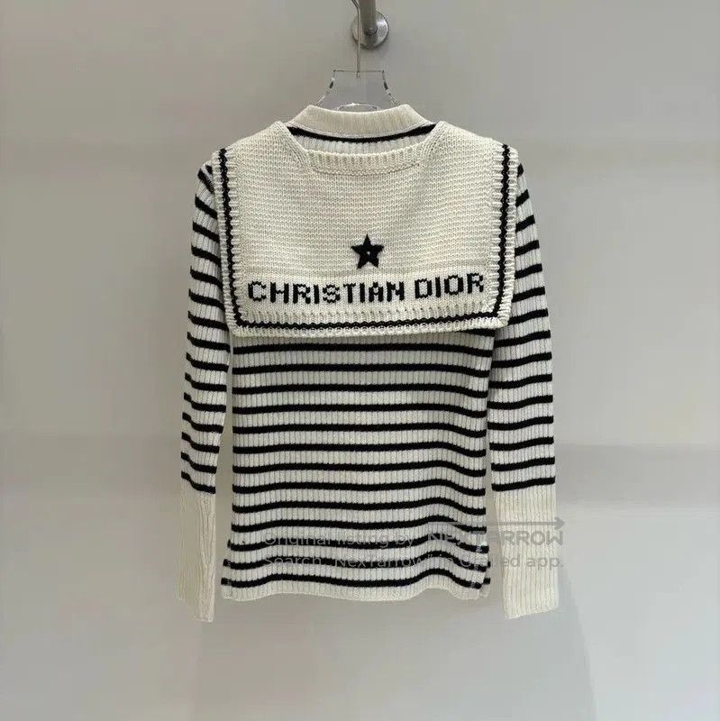 Dior Dior Winter White Striped Wool Sweater . Size S / US 4 / IT 40 - 1 Thumbnail