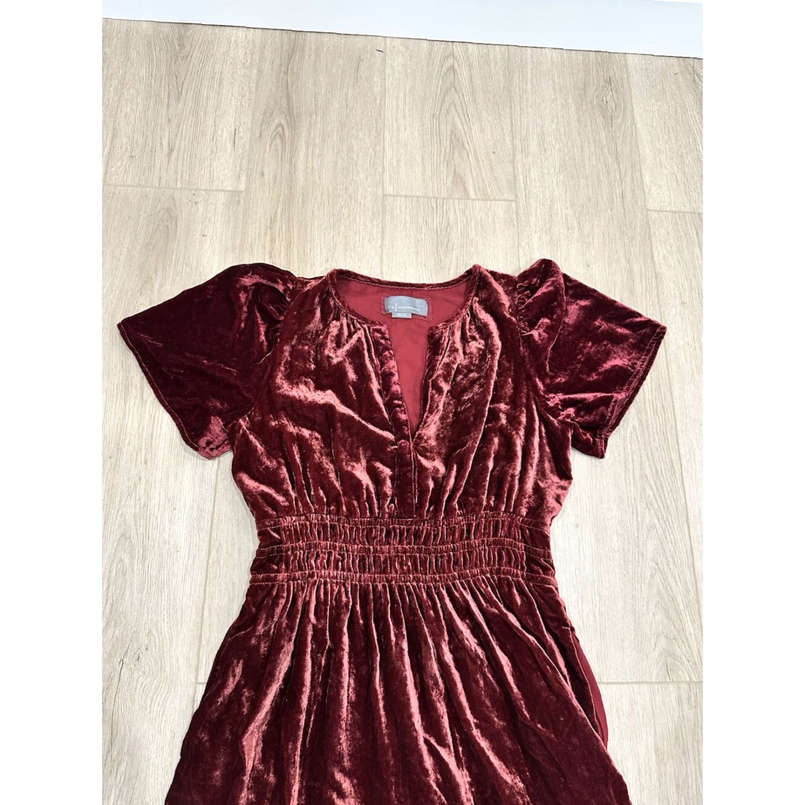 Anthropologie Anthropologie Dress Womens Small Somerset Maxi Velvet Wine Burgundy Tiered Size S / US 4 / IT 40 - 4 Thumbnail