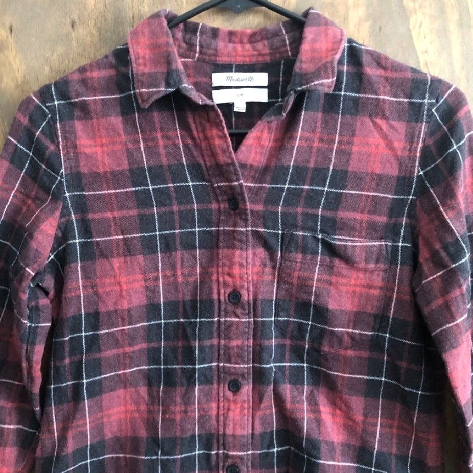 Madewell Madewell Womens Shirt Red Plaid Flannel Button Down Slim Fit 100% Cotton XS Size XS / US 0-2 / IT 36-38 - 2 Thumbnail