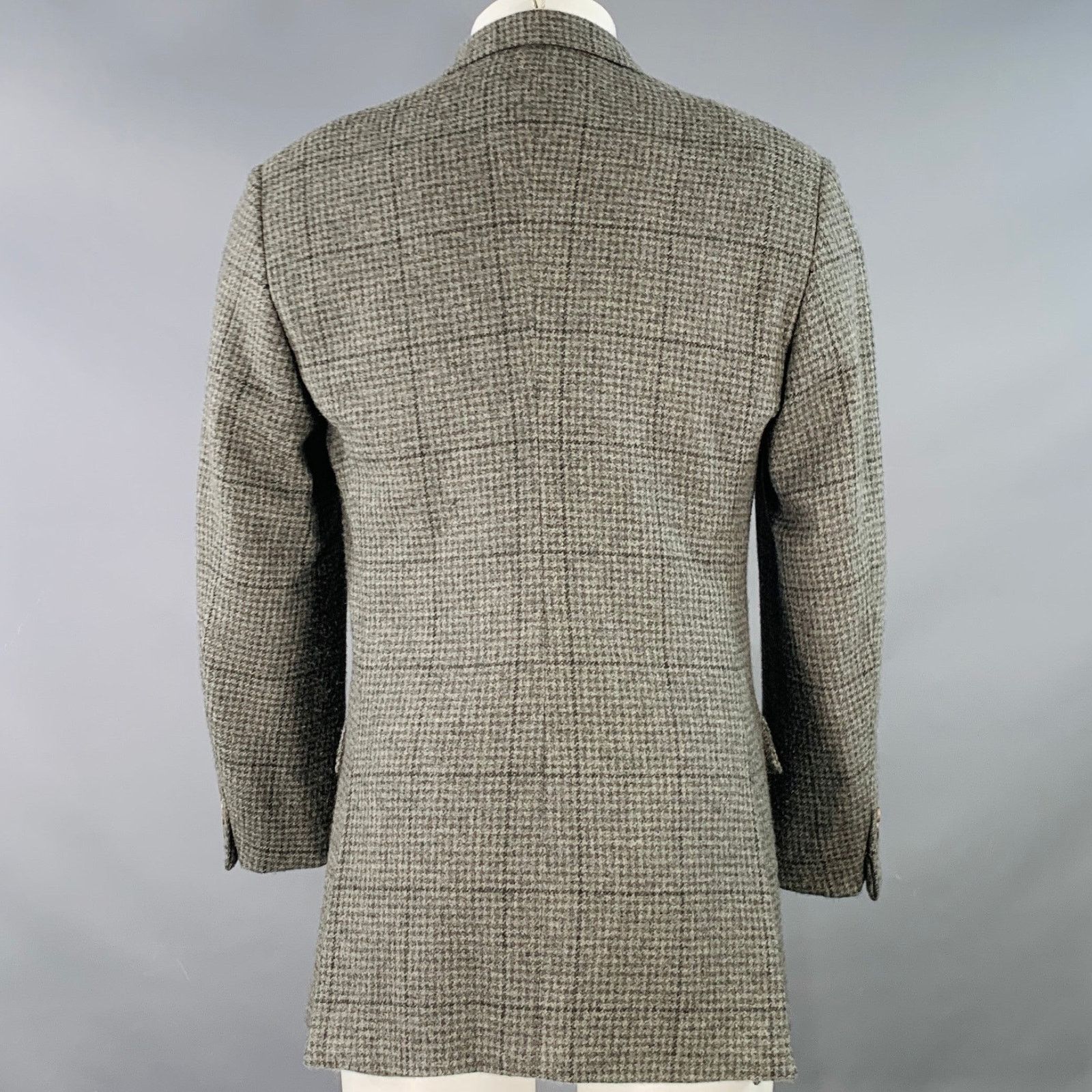 Ralph Lauren Size 38 Regular Grey Light Grey Plaid Cashmere Sport Coat Size 38R - 4 Thumbnail