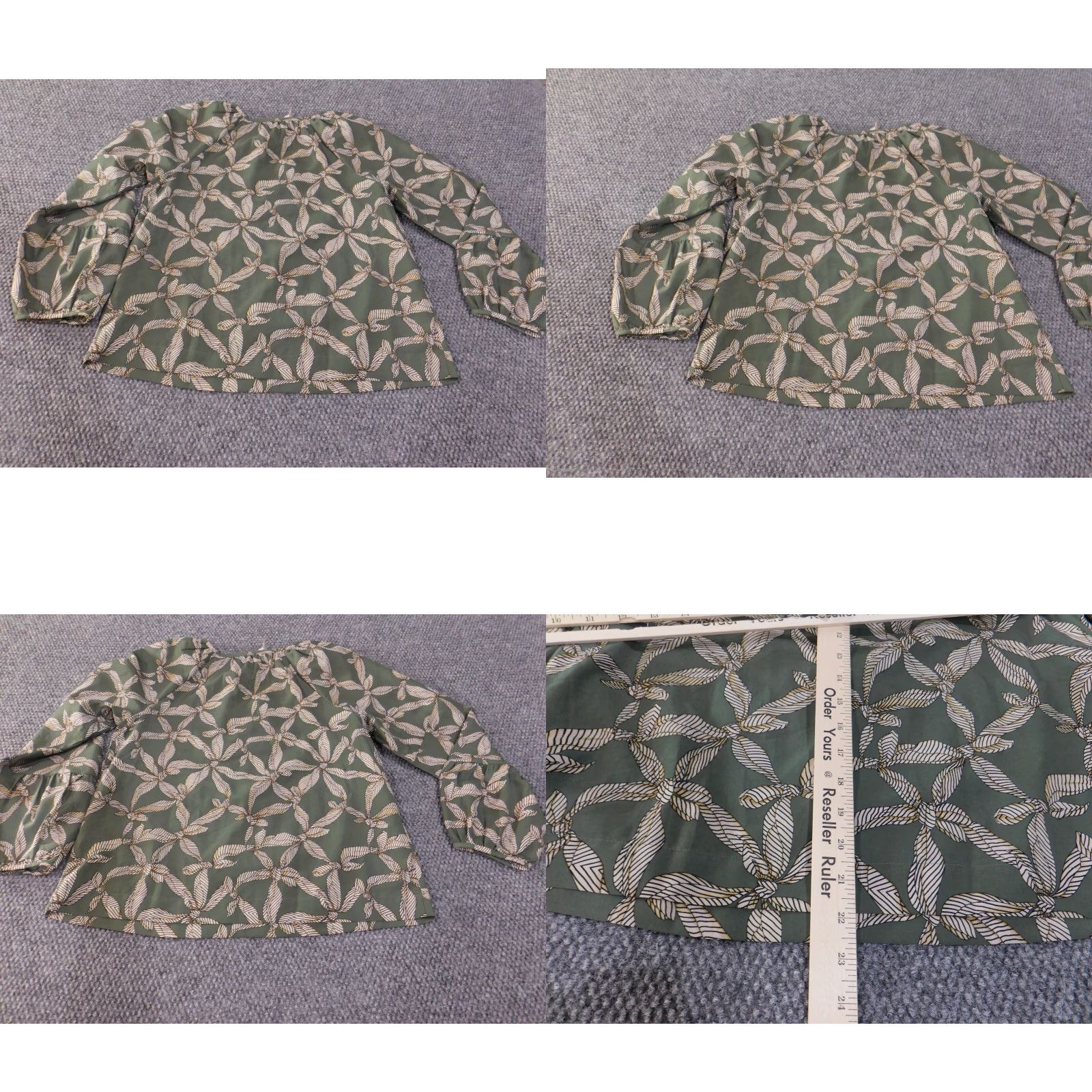 Ann Taylor Ann Taylor Loft Blouse Shirt Womens S Green Floral Knit Polyester Button Collared Pullover Casual Vintage No Size S / US 4 / IT 40 - 8 Thumbnail