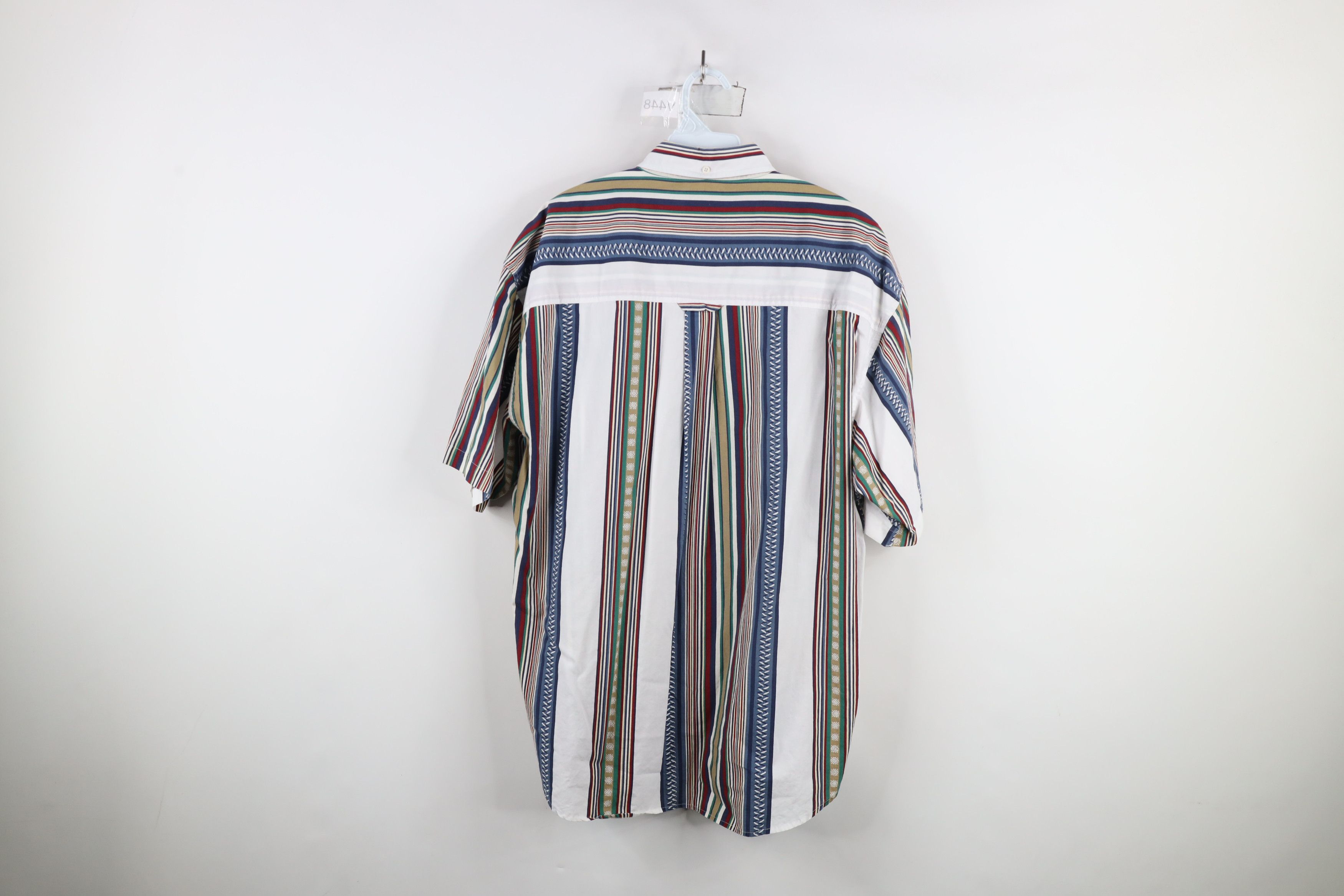 Vintage Vintage 90s Streetwear Striped Geometric Poplin Button Shirt Size US L / EU 52-54 / 3 - 11 Thumbnail