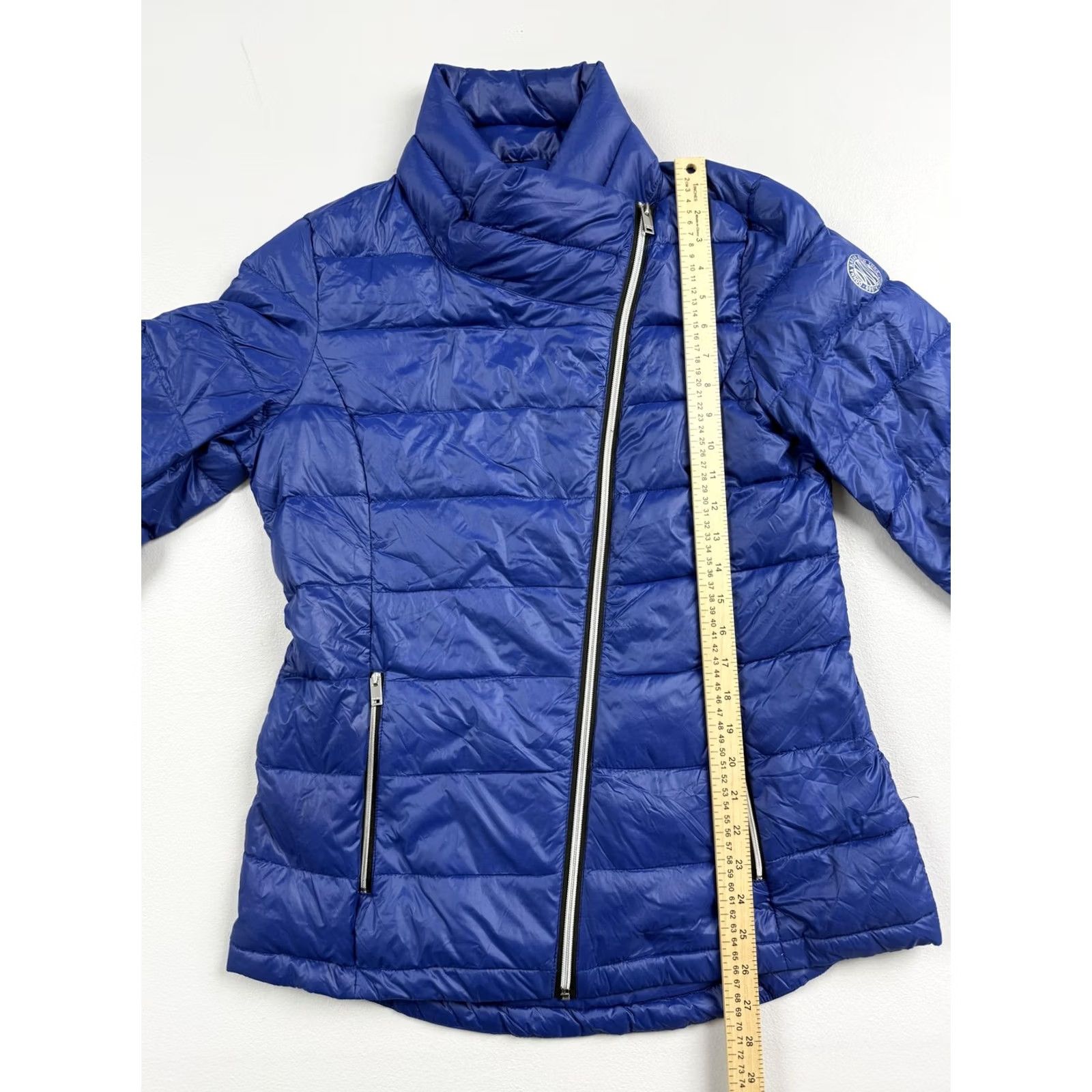 DKNY DKNY Jacket Womens M Blue Asymmetrical Zip Quilted Puffer Lightweight Mid-Length Casual Fall Winter Size M / US 6-8 / IT 42-44 - 4 Thumbnail