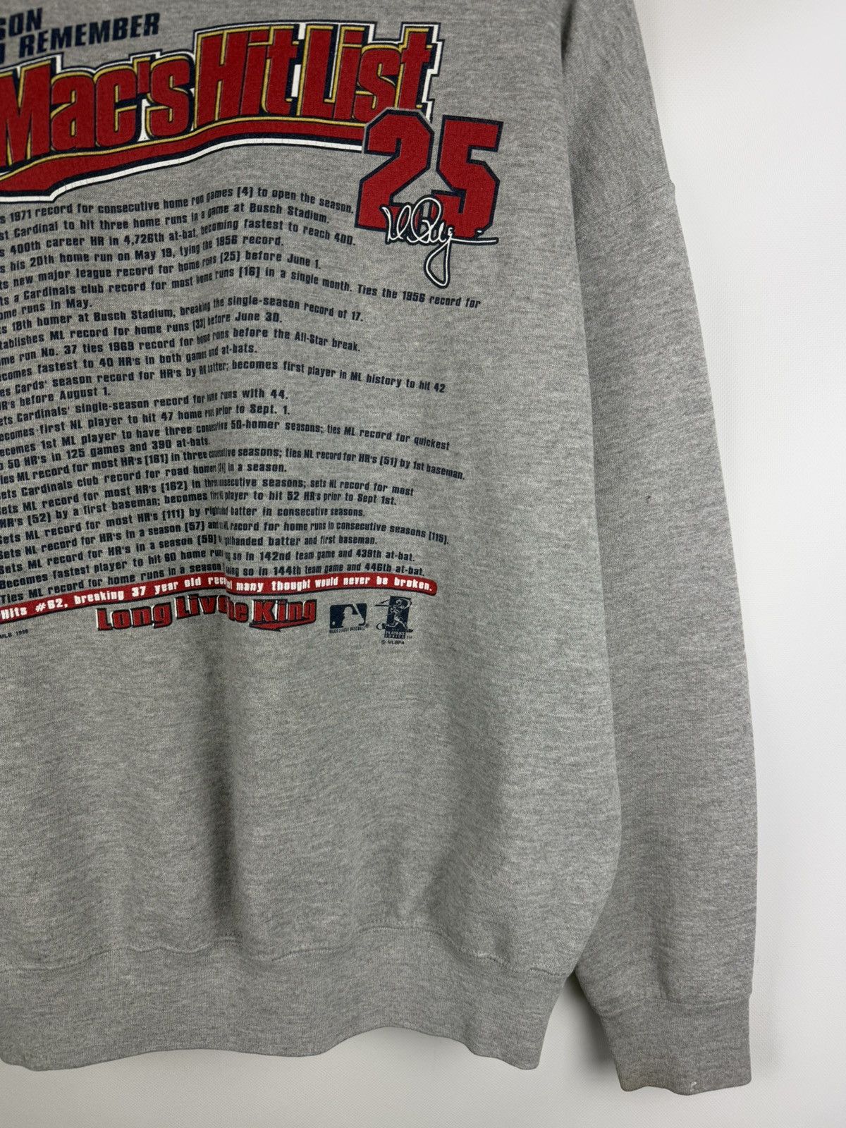 Lee × MLB × Vintage St Louis Cardinals Mark McGwire Home Run King 98 Sweatshirt Size US XL / EU 56 / 4 - 19 Thumbnail