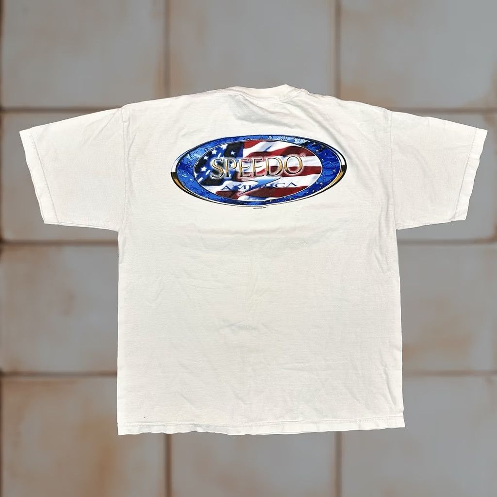 Speedo VINTAGE Speedo USA Flag Graphic Print T Shirt Double-Sided XL Cotton Men XS? Size US XL / EU 56 / 4 - 1 Thumbnail