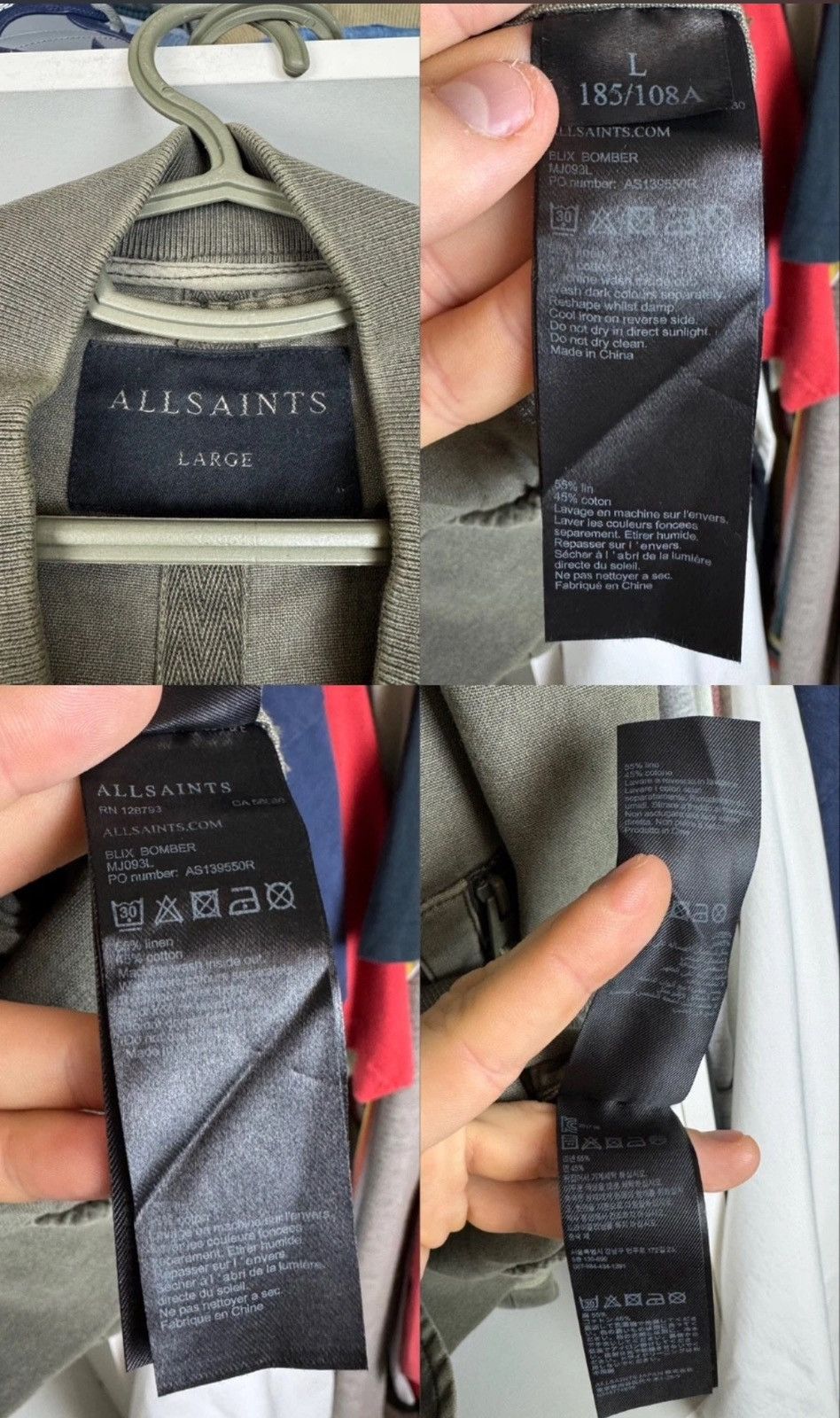 Allsaints Allsaints Blix Linen Cotton Bomber Jacket Men’s Size US L / EU 52-54 / 3 - 4 Thumbnail