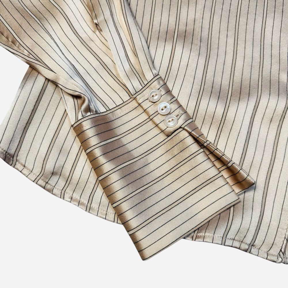 Jones New York Jones New York 100% Silk Long Sleeve Stripe Beige Blouse Si Size M / US 6-8 / IT 42-44 - 5 Thumbnail