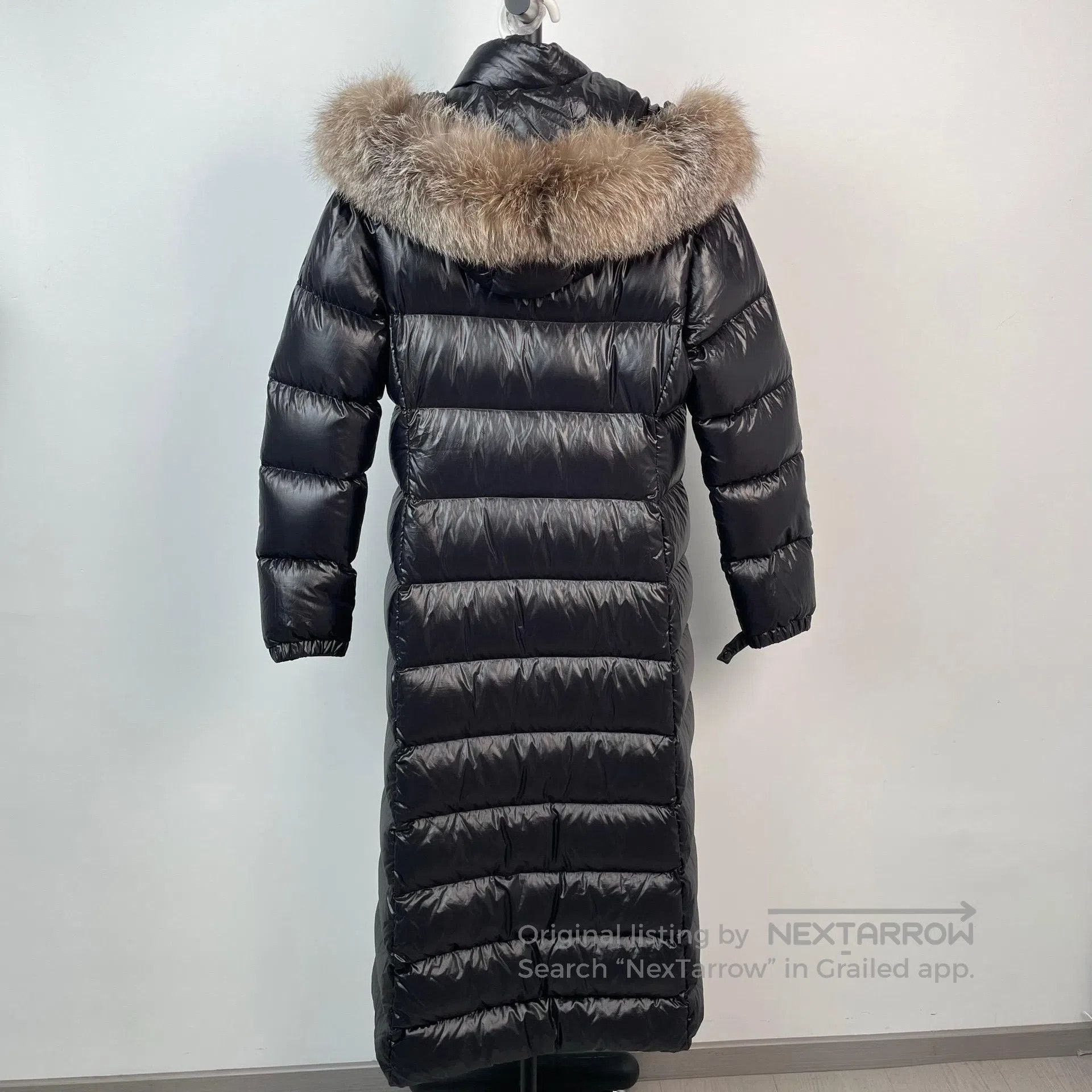 Moncler Moncler Black Glossy Long Down Jacket with Hood and Faux F Size US S / EU 44-46 / 1 - 2 Thumbnail