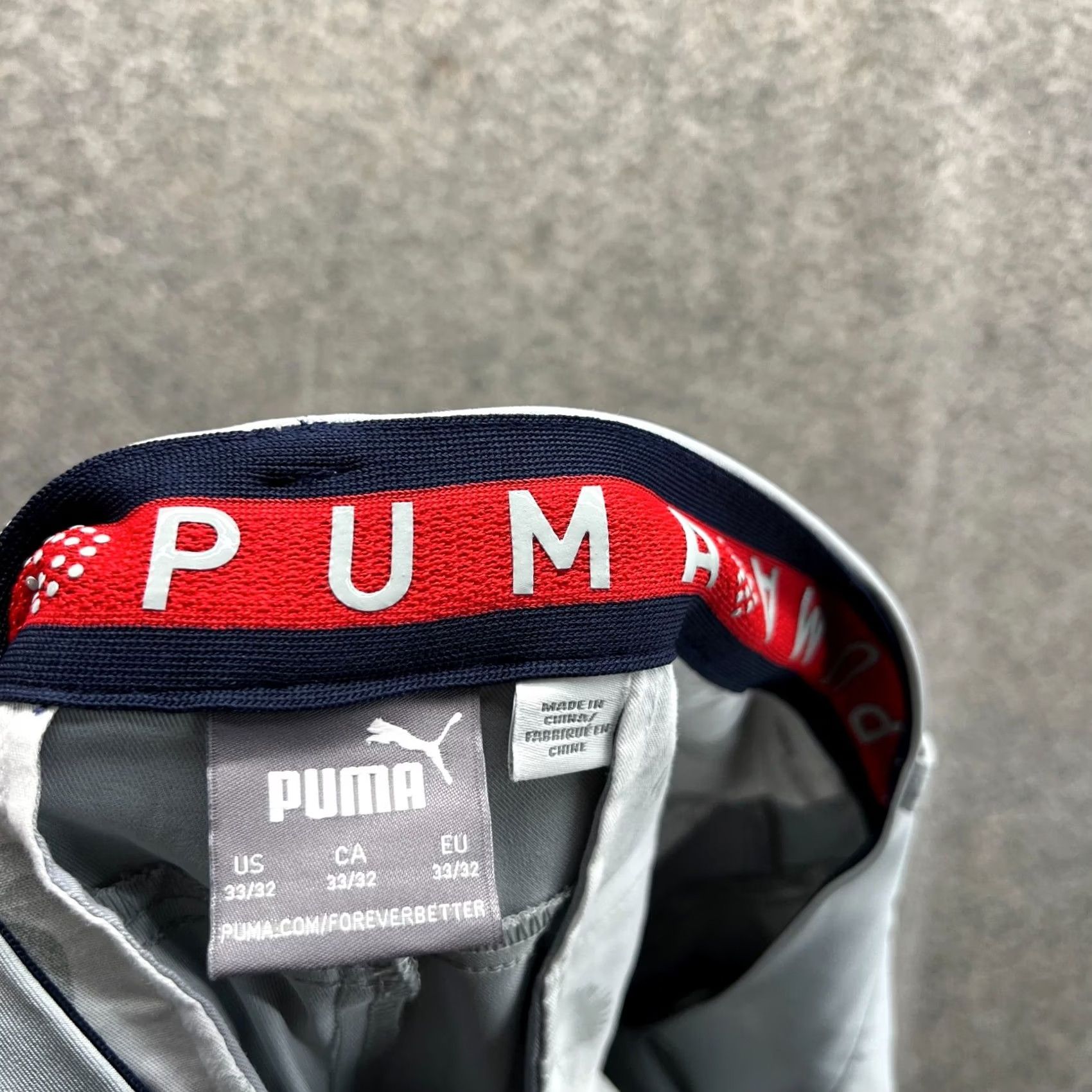 Puma VINTAGE Puma Pants Men 33x32 Gray Chino Pleated Athletic Golf Trousers Knit Pants Regular Straight Front Button Pockets Size 33 Mens Size US 33 - 3 Thumbnail