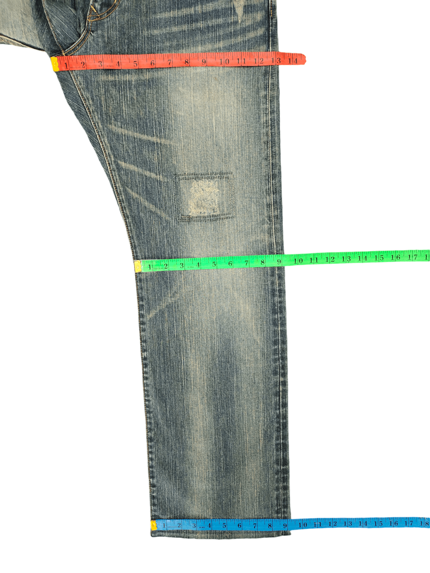 Kapital Loose Jeans Edwin XV-S Clawmark Distress Faded Denim Jeans Size US 32 / EU 48 - 10 Thumbnail