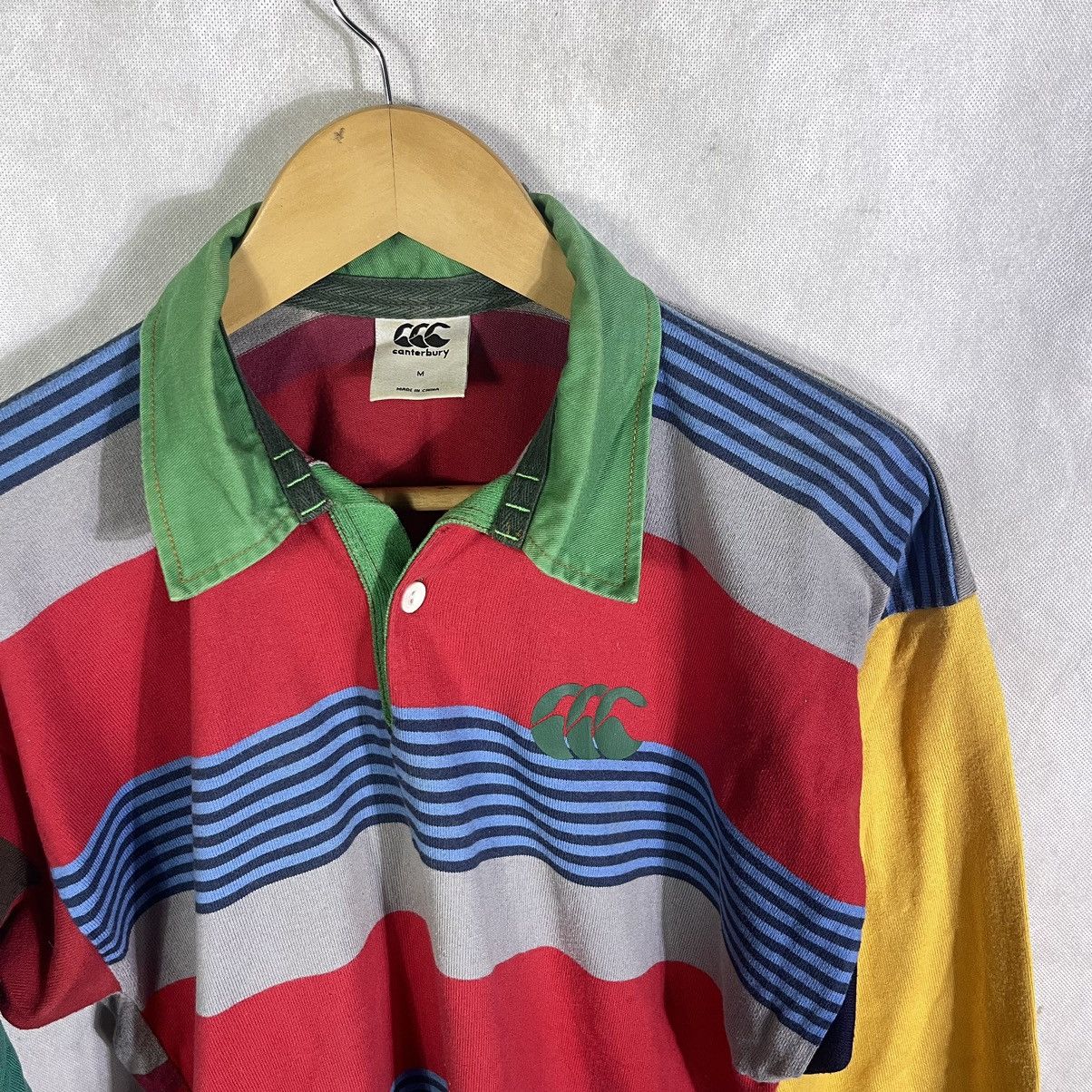 Canterbury of New Zealand CCC Ugly Multi Color Stripes Big Logo Rugby Wear Polo Size US M / EU 48-50 / 2 - 2 Thumbnail