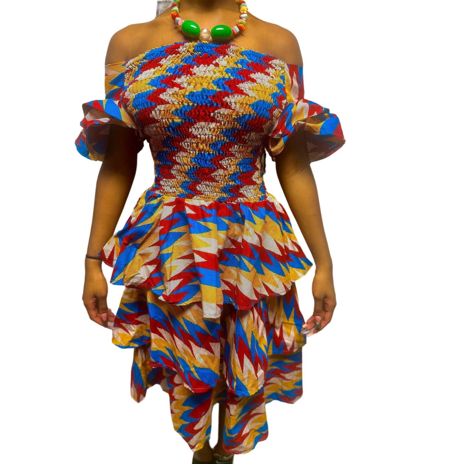 Other Beautiful African print flowy shoulderless dress Size M / US 6-8 / IT 42-44 - 3 Thumbnail