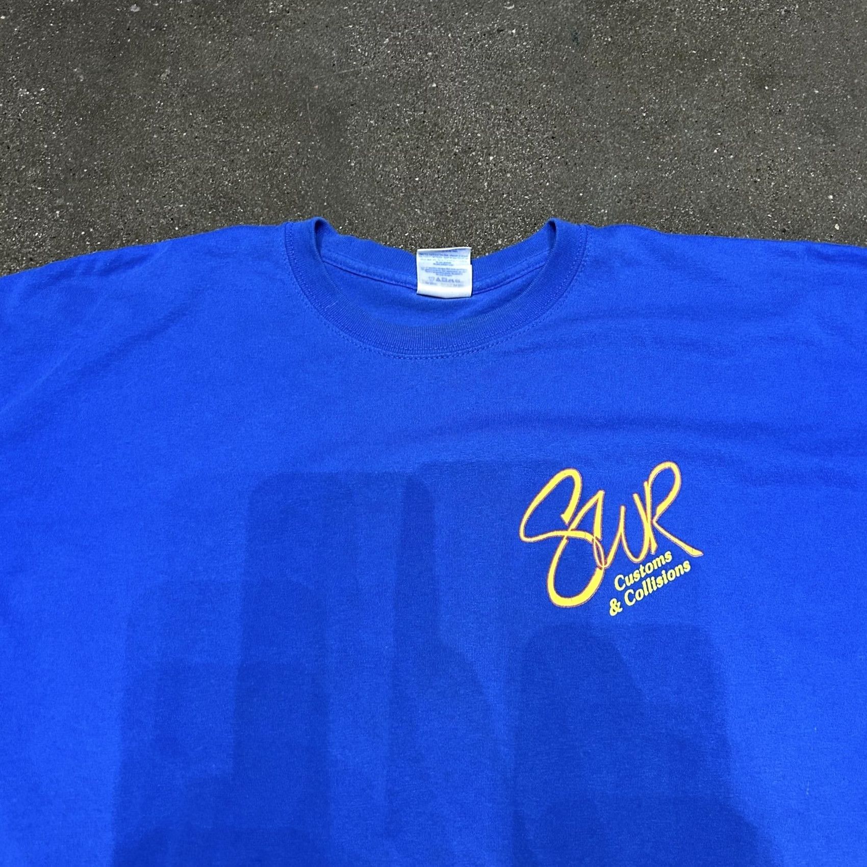 Gildan Gildan Shirt Mens 2XL Blue SUR Customs & Collisions Graphic Tee Car Fire Back Flame Crew Neck Short Sleeve Size US XXL / EU 58 / 5 - 2 Thumbnail