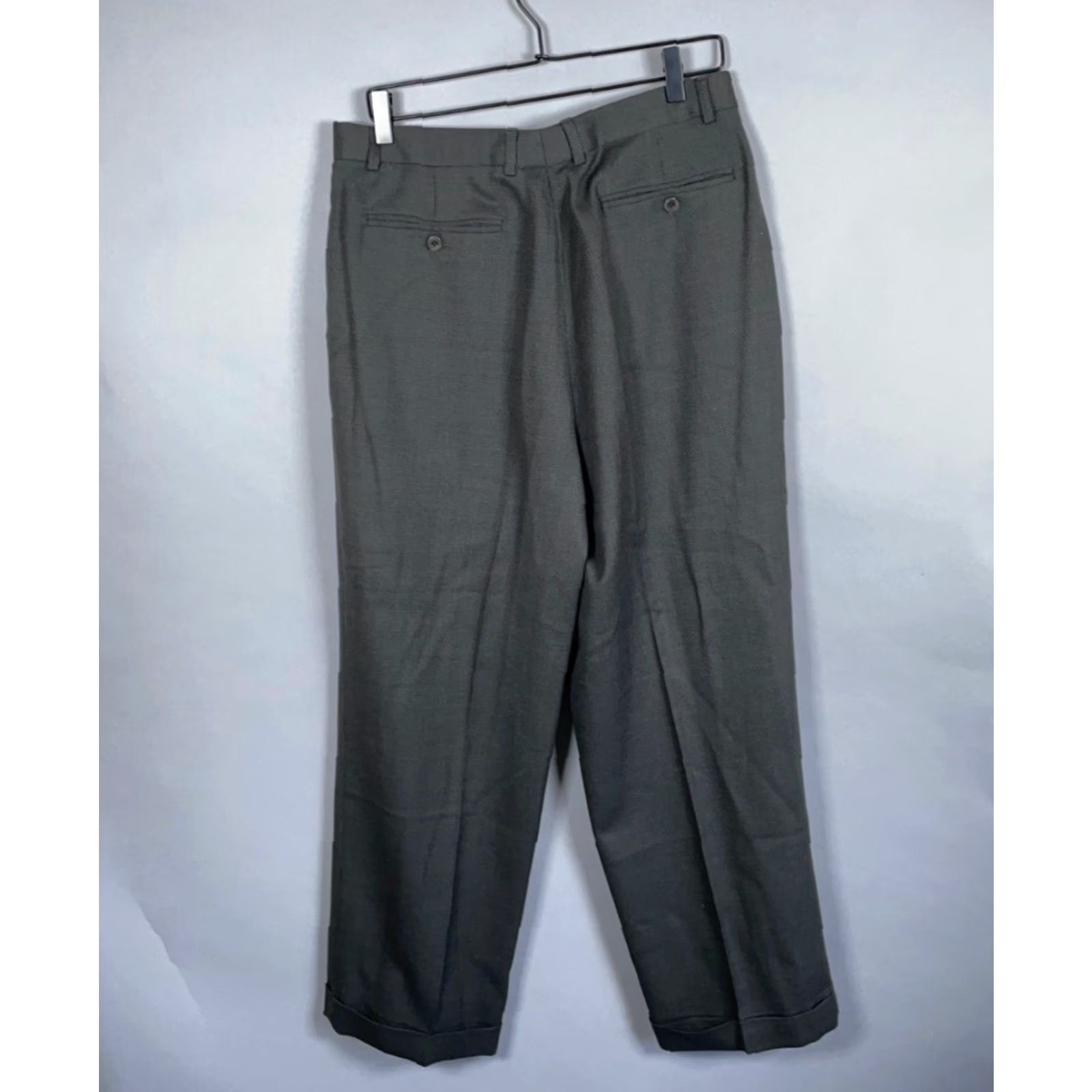 Zanella VINTAGE Zanella Men’s Dress Pants Wool Pleated Trousers 33x27 Gray Cuffed Italy Fall Winter Size US 33 - 2 Thumbnail