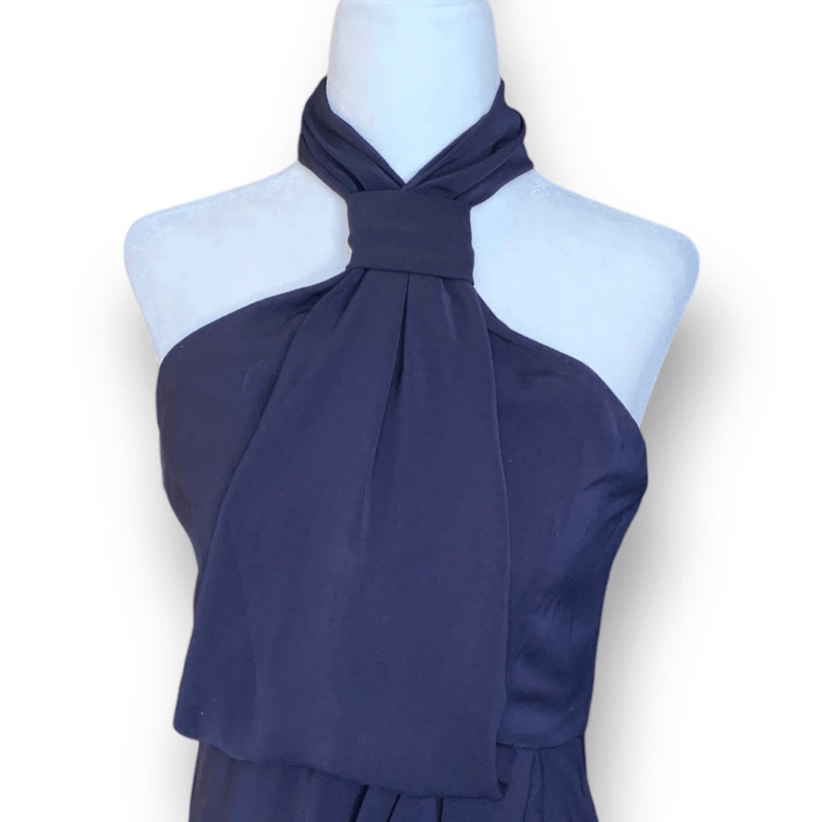 Shona Joy Shona Joy Revolve Knot Draped Halter Dress Navy Blue Maxi 4 Size S / US 4 / IT 40 - 5 Thumbnail