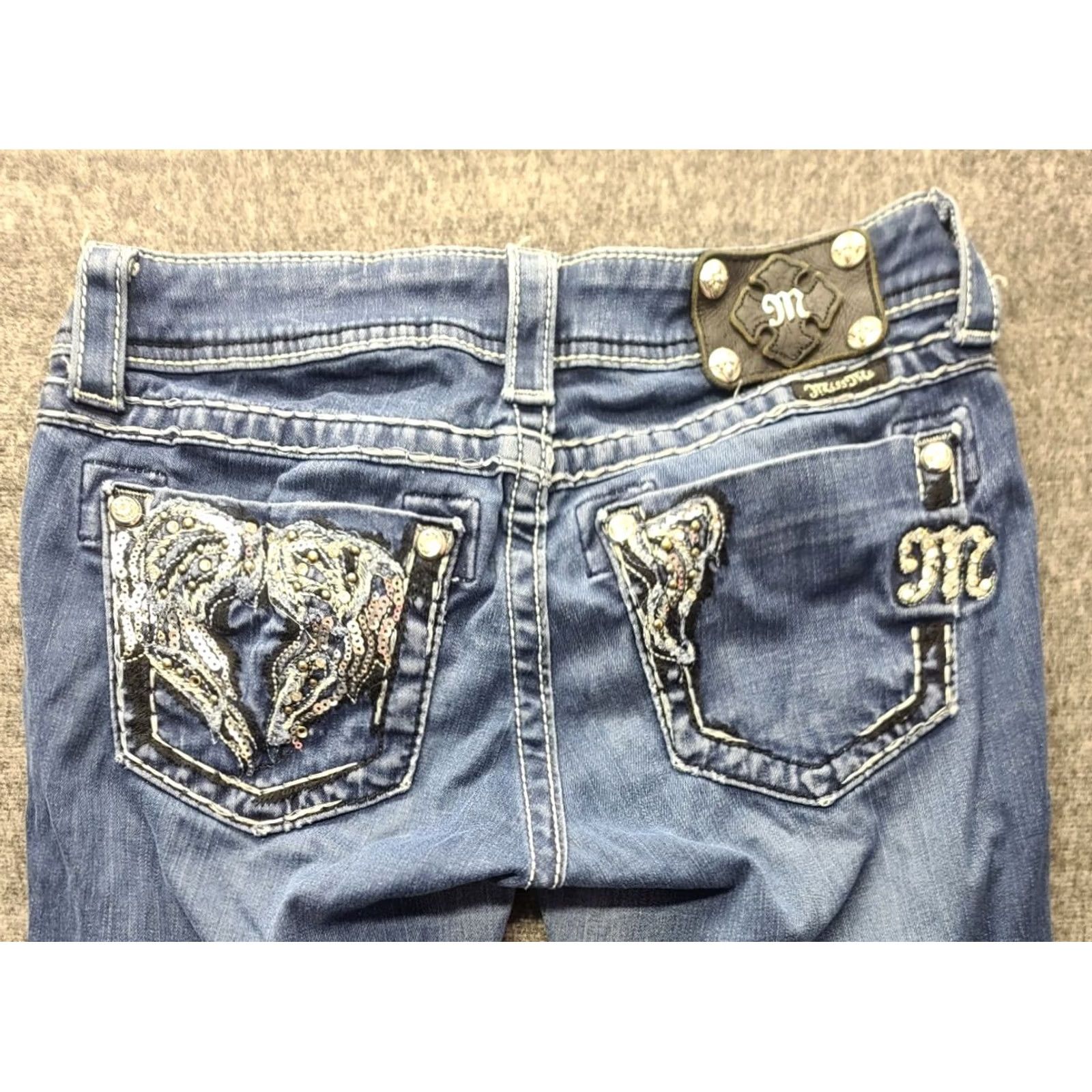 Miss Me Miss Me Jeans Womens 26x30 Jegging Skinny Fit Ankle Cut Low Rise Distressed Denim Cotton Spandex 5-Pocket Design Blue Jeans Womens Boys, Girls, Mens Size 26" / US 2 / IT 38 - 2 Thumbnail