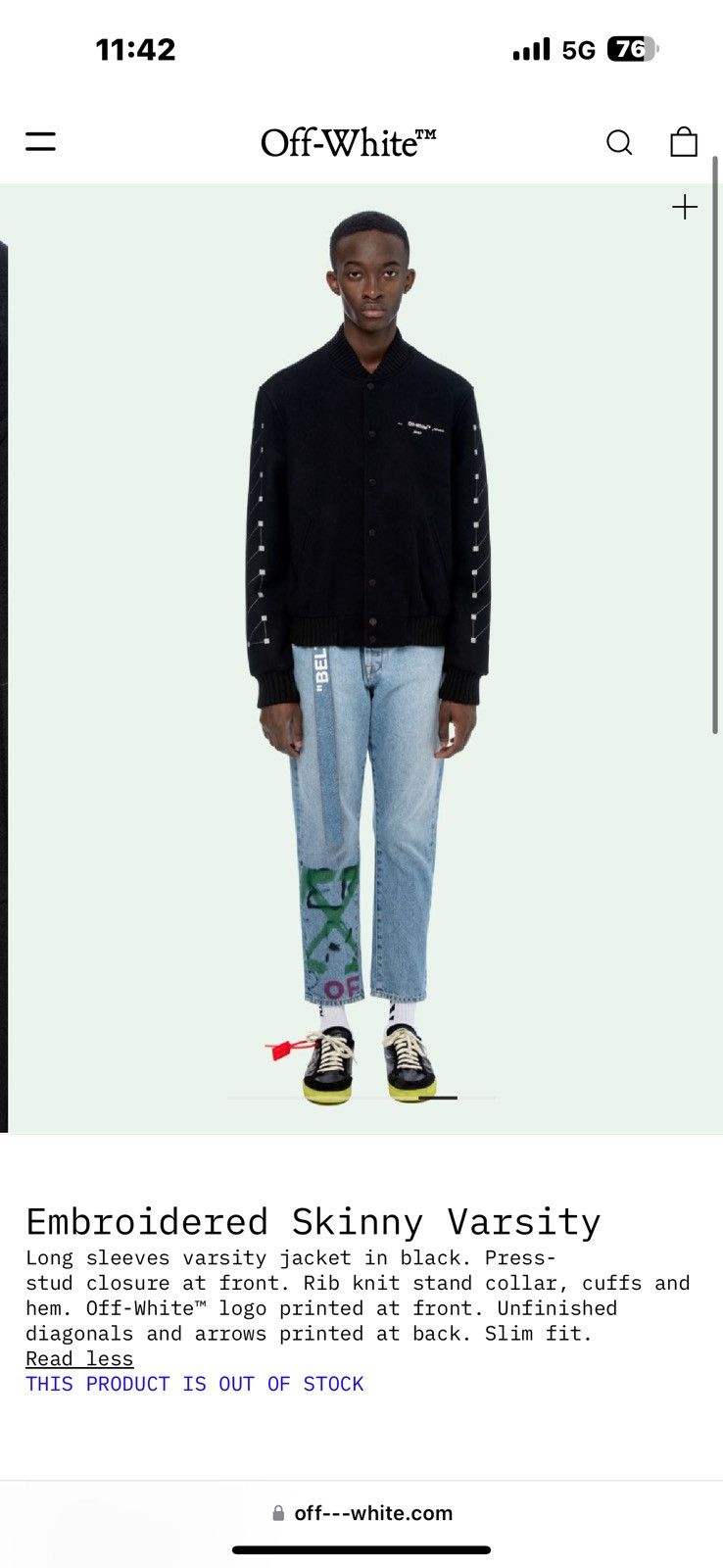 Off-White Off white varsity jacket Size US M / EU 48-50 / 2 - 8 Thumbnail