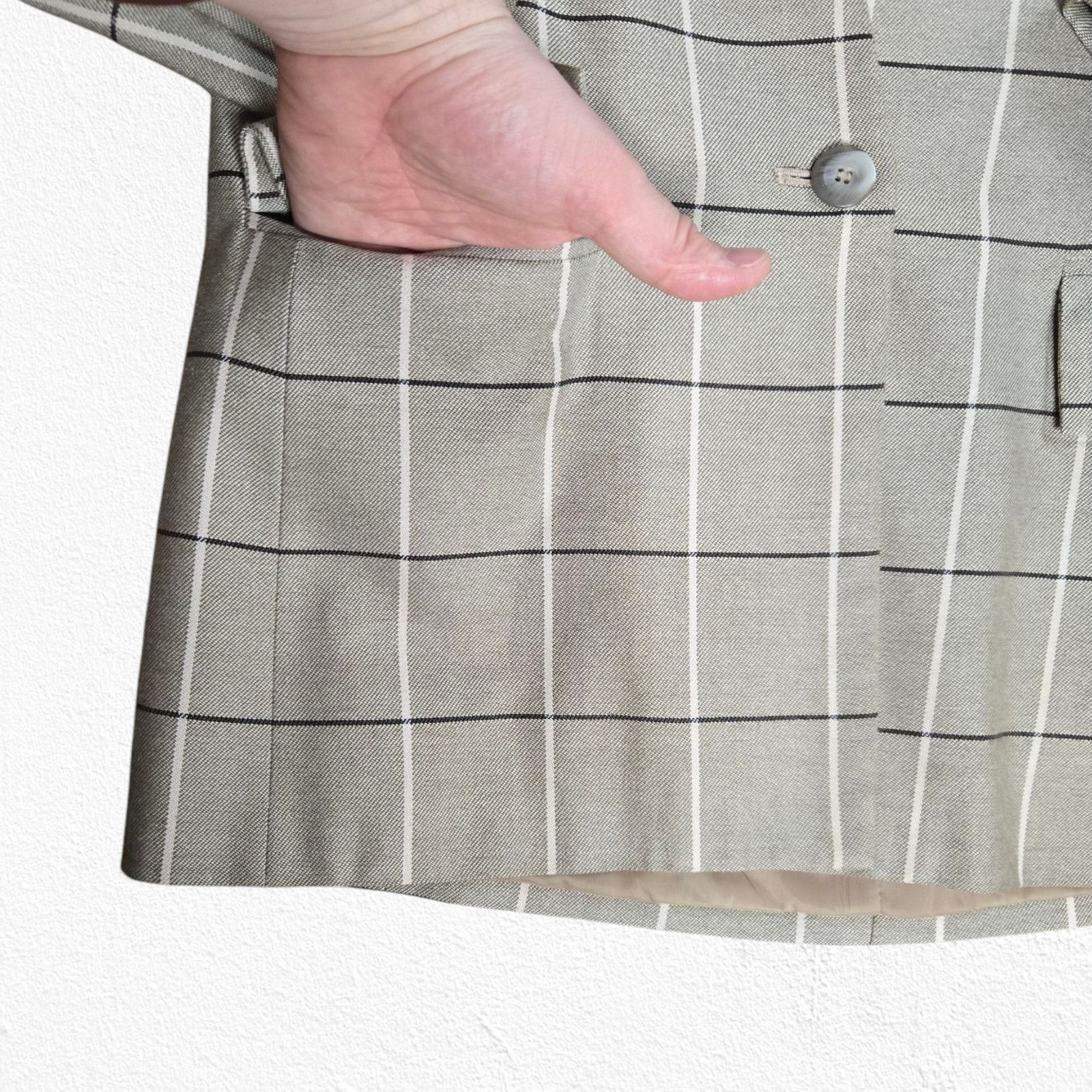 Vintage Vintage Beige Windowpane Plaid Power Suit Blazer Size 8 Size M / US 6-8 / IT 42-44 - 6 Thumbnail