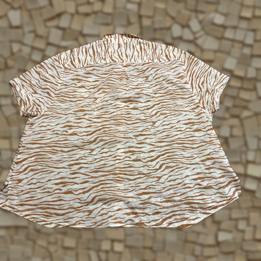 Vintage Ava & Viv Shirt Women's Plus Size 1X Button Up Short Sleeve Brown White Size XL / US 12-14 / IT 48-50 - 1 Thumbnail