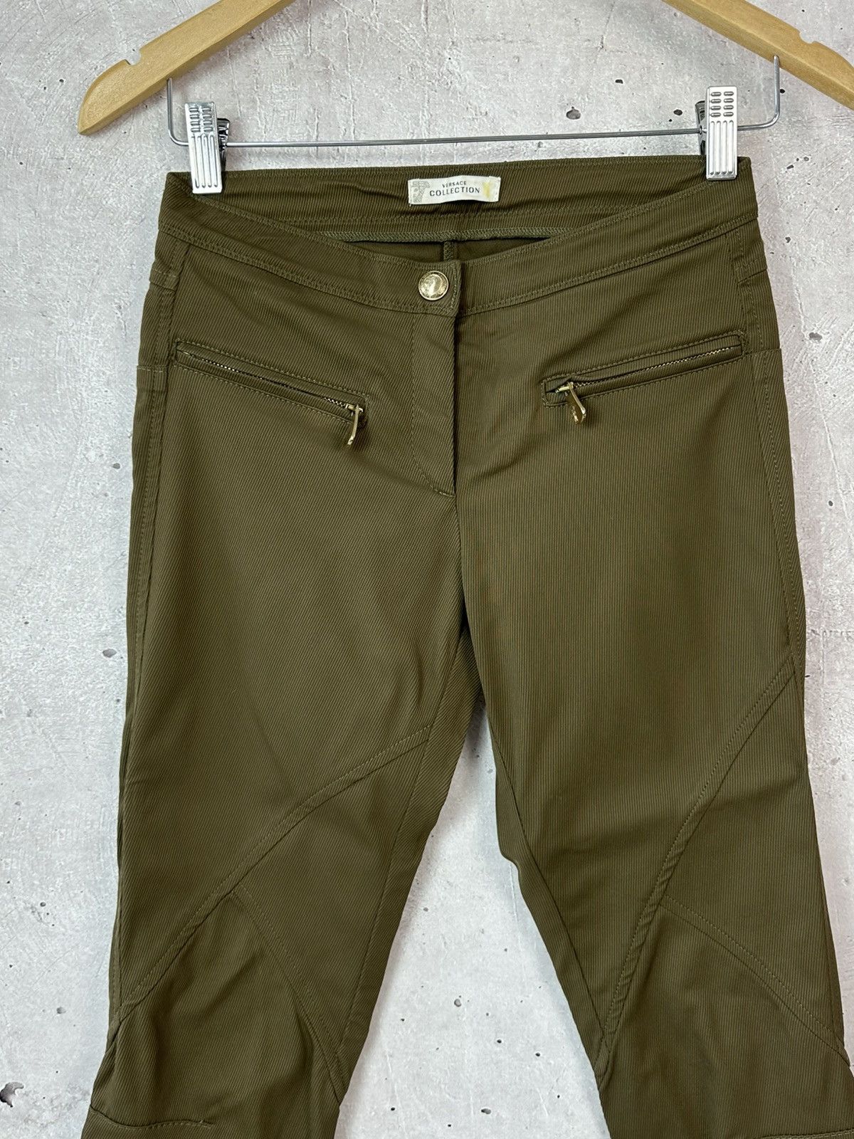 Versace Versace Collection Khaki Zip Ankle Pants Size 26" / US 2 / IT 38 - 2 Thumbnail